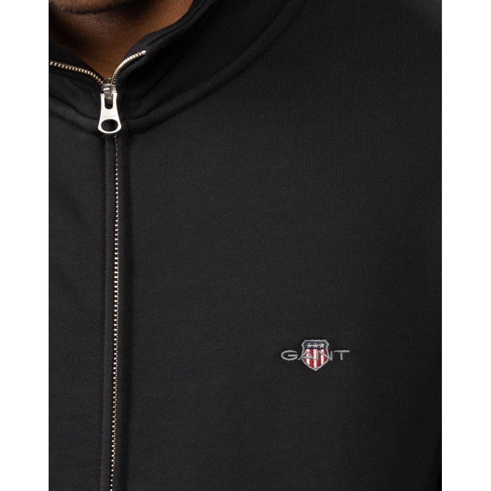 GANT Mens Regular Fit Shield Logo Full Zip Sweatshirt - 5 Black - Image 5