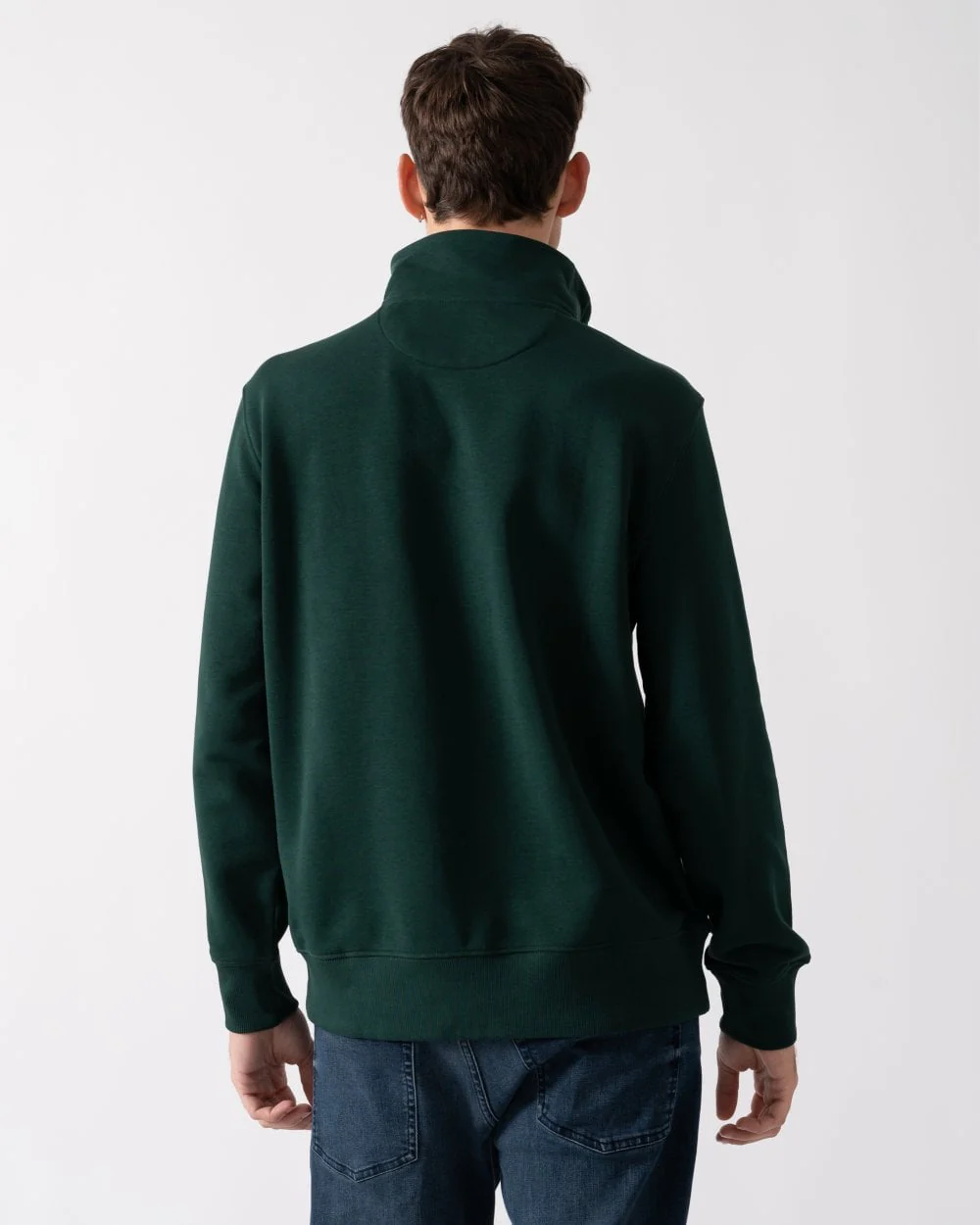 GANT Mens Regular Fit Shield Logo Half Zip Sweatshirt - 374 Tartan Green - Image 4