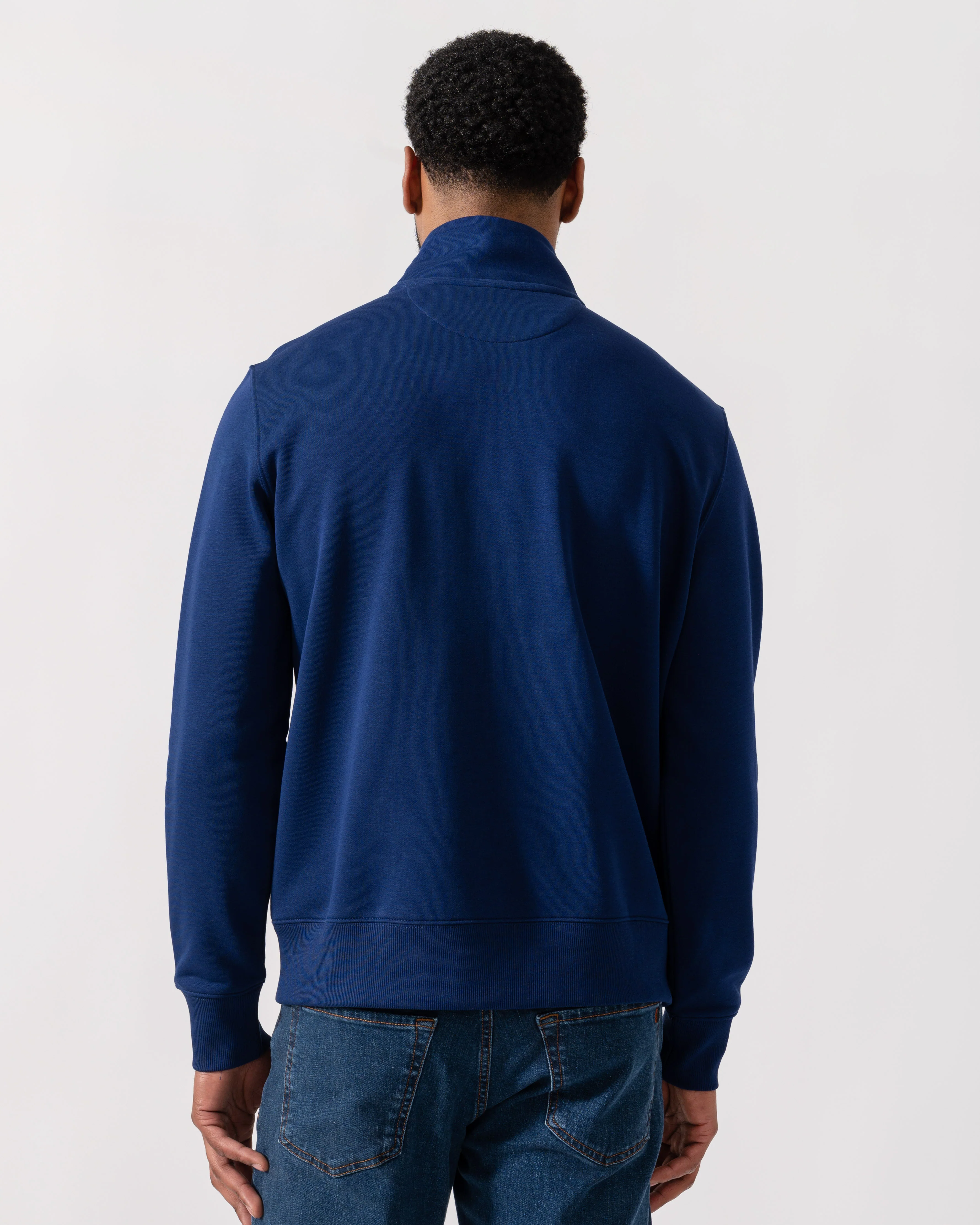 GANT Mens Regular Fit Shield Logo Half Zip Sweatshirt - 432 Rich Navy - Image 4