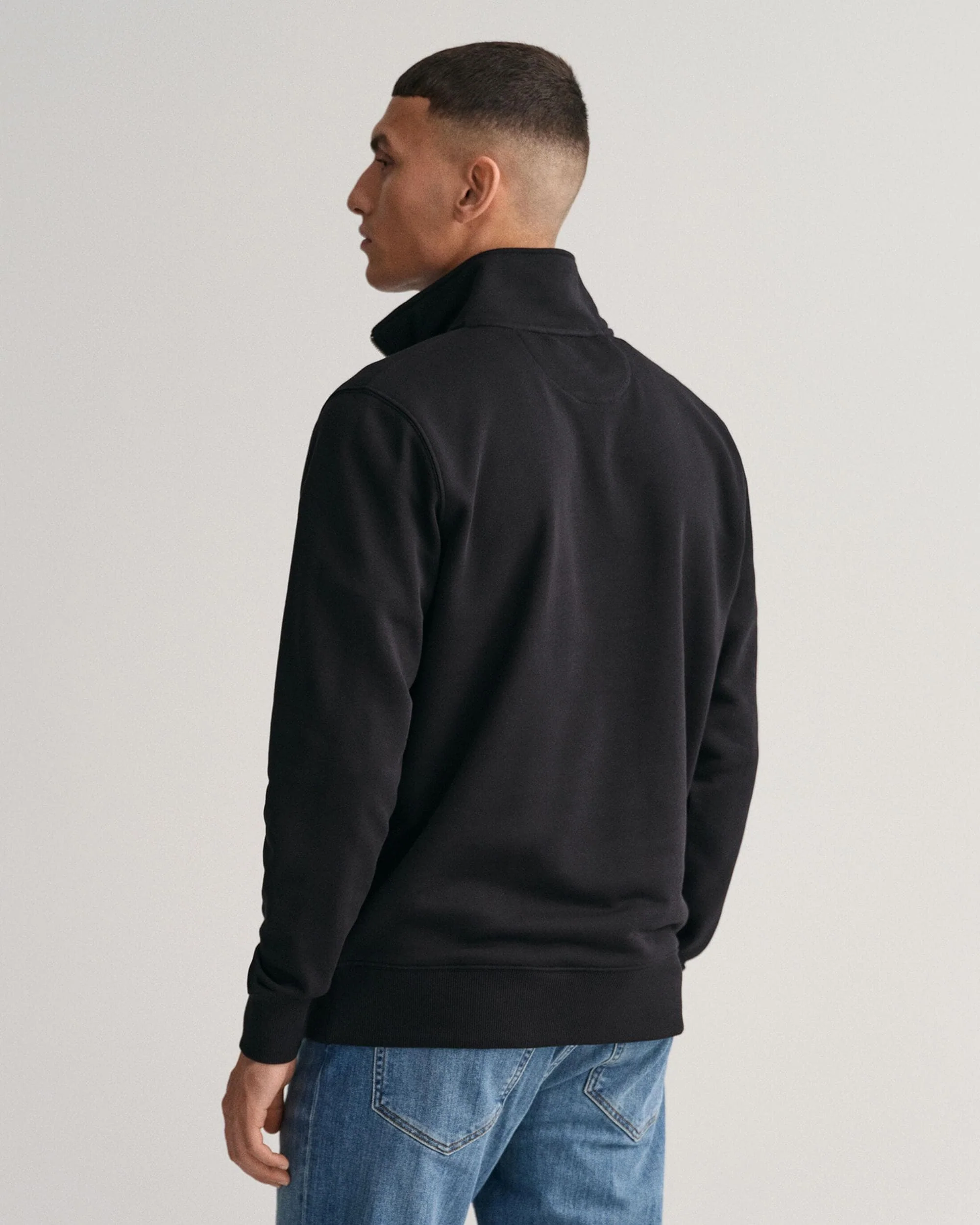 GANT Mens Regular Fit Shield Logo Half Zip Sweatshirt - 5 Black - Image 4