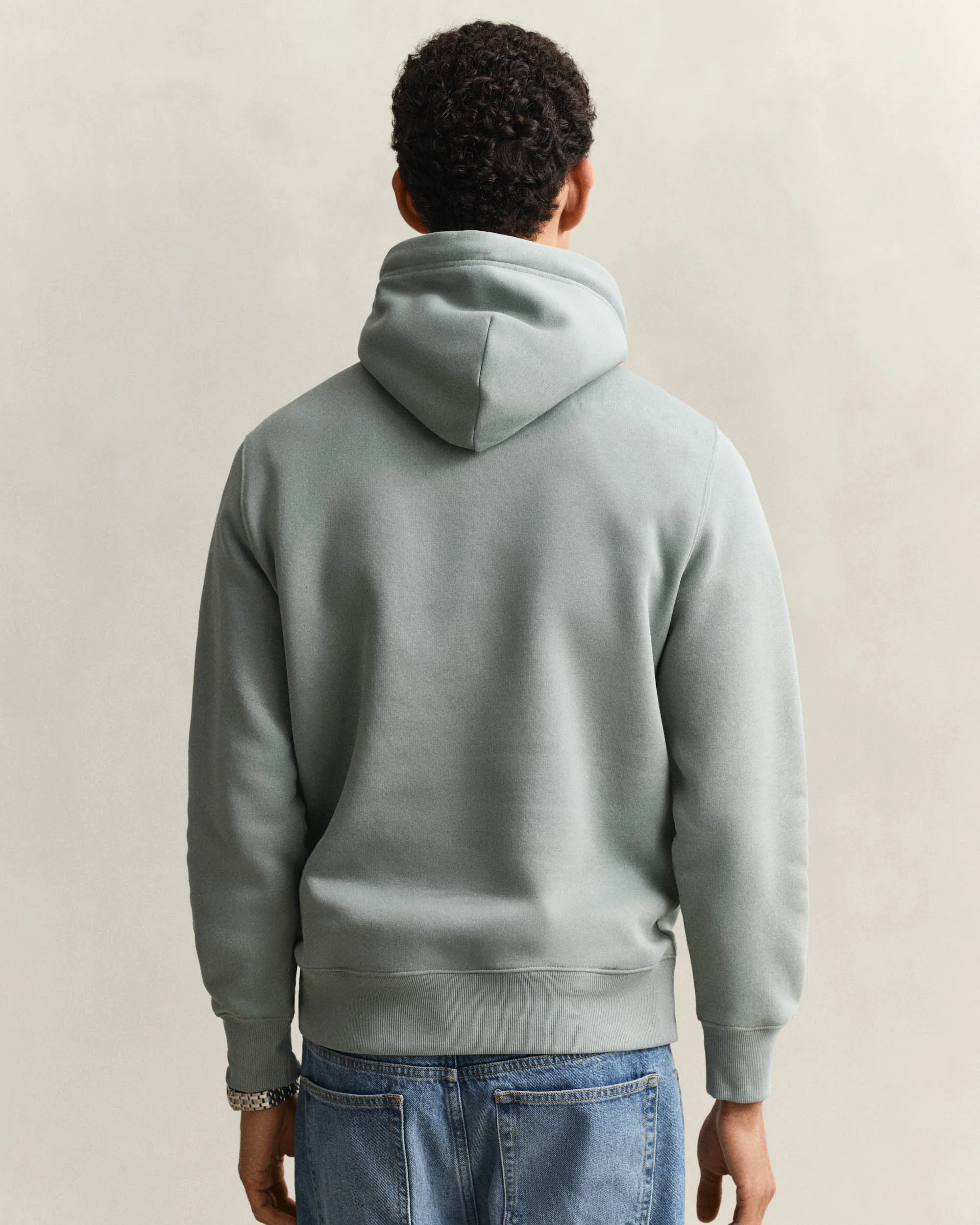 GANT Mens Regular Fit Shield Logo Pullover Hoodie - 10 Ceramic Grey - Image 3