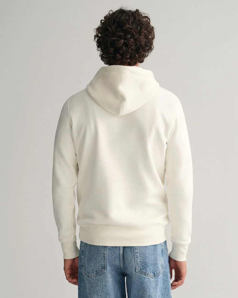 GANT Mens Regular Fit Shield Logo Pullover Hoodie - 113 Eggshell - Image 4