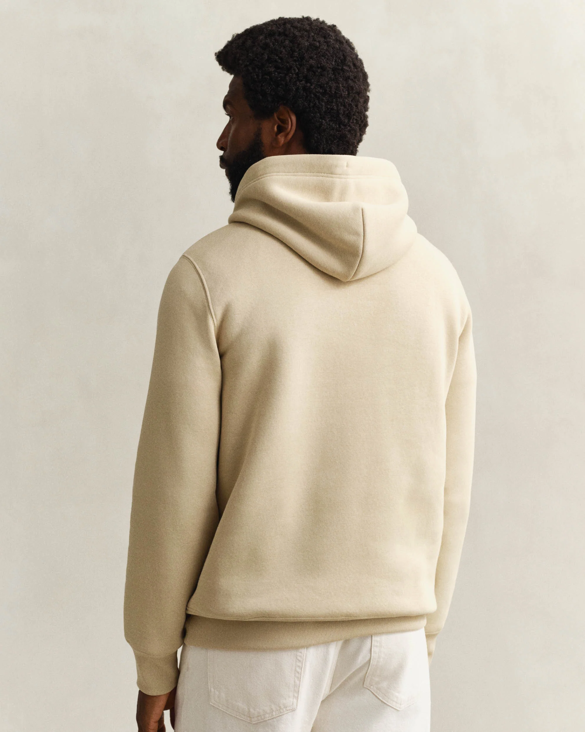 GANT Mens Regular Fit Shield Logo Pullover Hoodie - 200 Oat Beige - Image 3