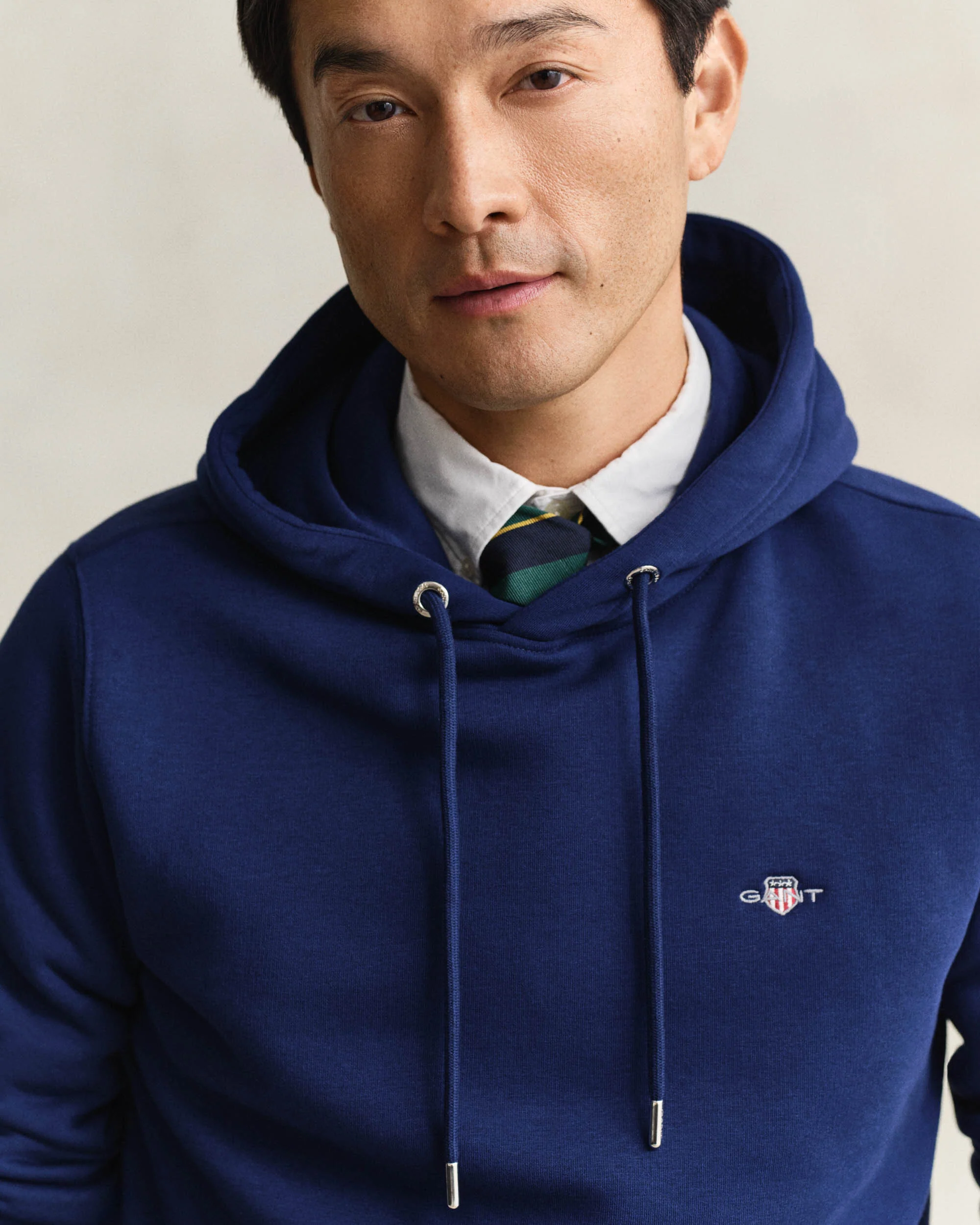GANT Mens Regular Fit Shield Logo Pullover Hoodie - 432 Rich Navy - Image 2