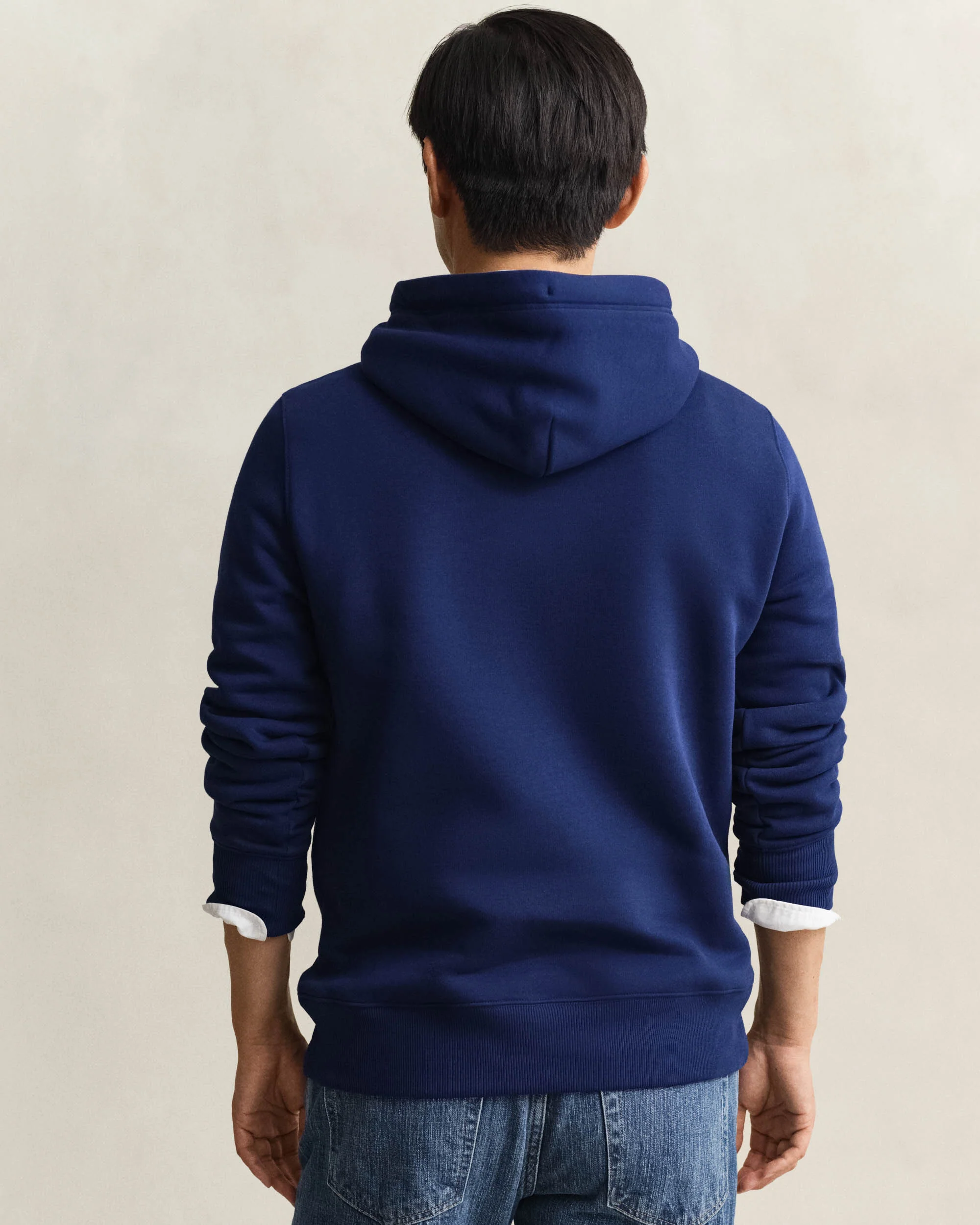 GANT Mens Regular Fit Shield Logo Pullover Hoodie - 432 Rich Navy - Image 3