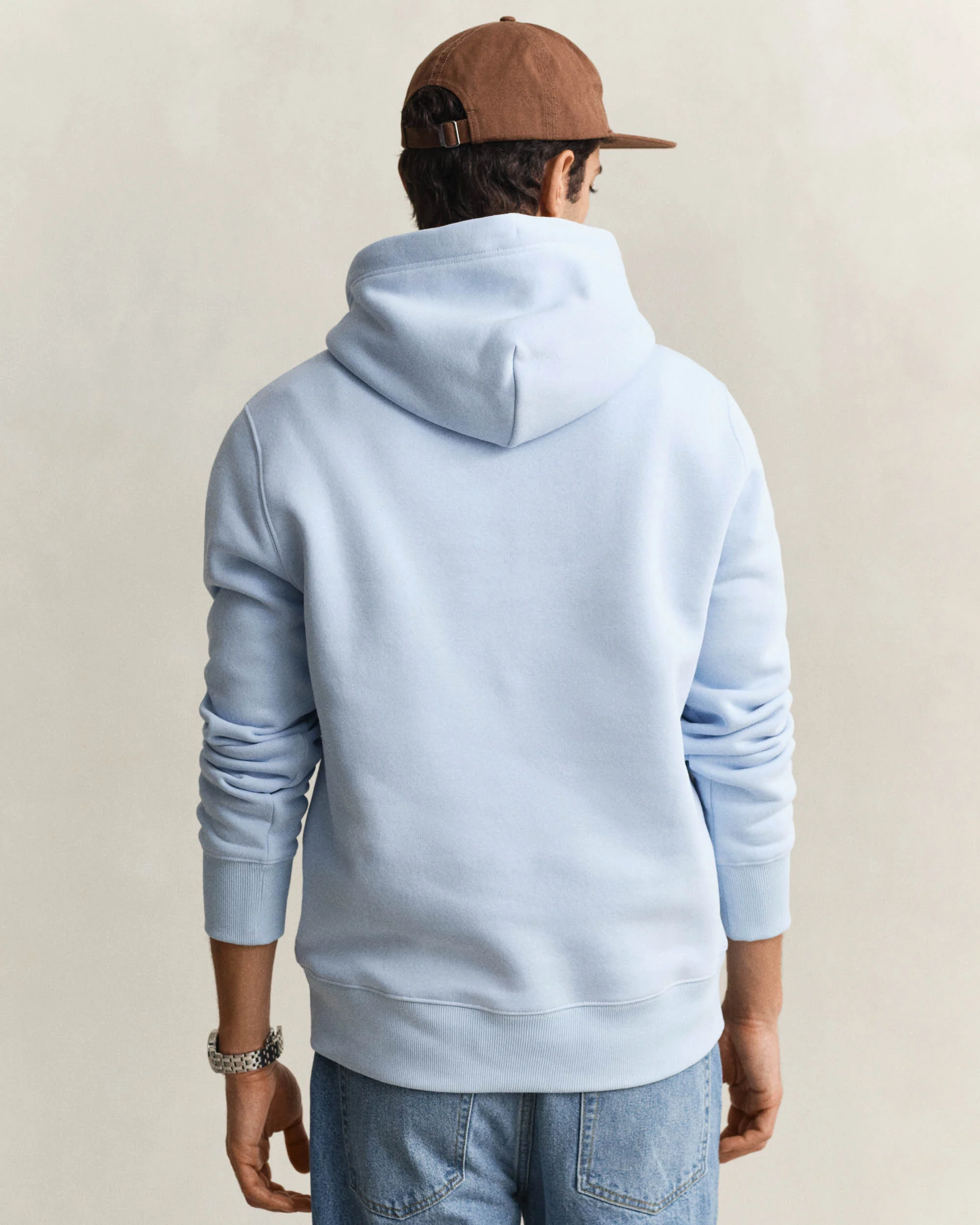 GANT Mens Regular Fit Shield Logo Pullover Hoodie - 457 Fresh Blue - Image 3