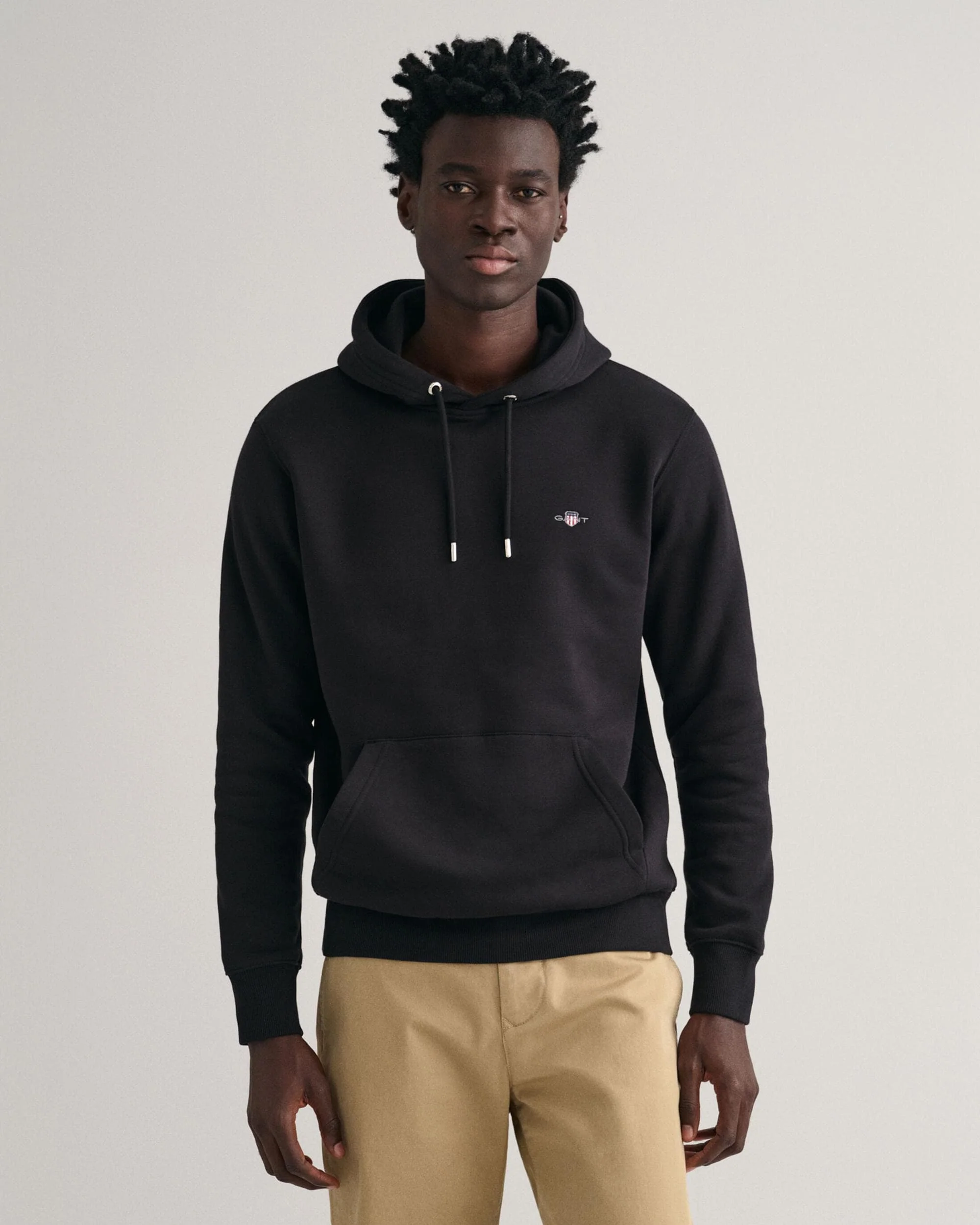 GANT Mens Regular Fit Shield Logo Pullover Hoodie - 5 Black