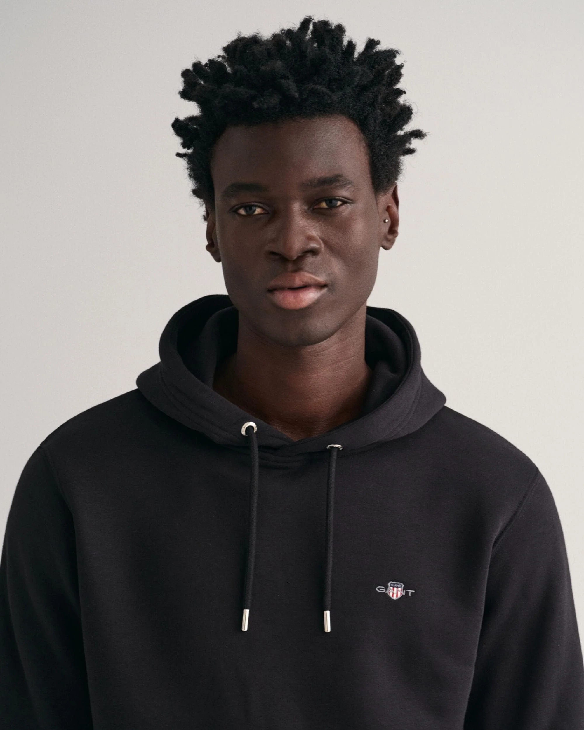 GANT Mens Regular Fit Shield Logo Pullover Hoodie - 5 Black - Image 2