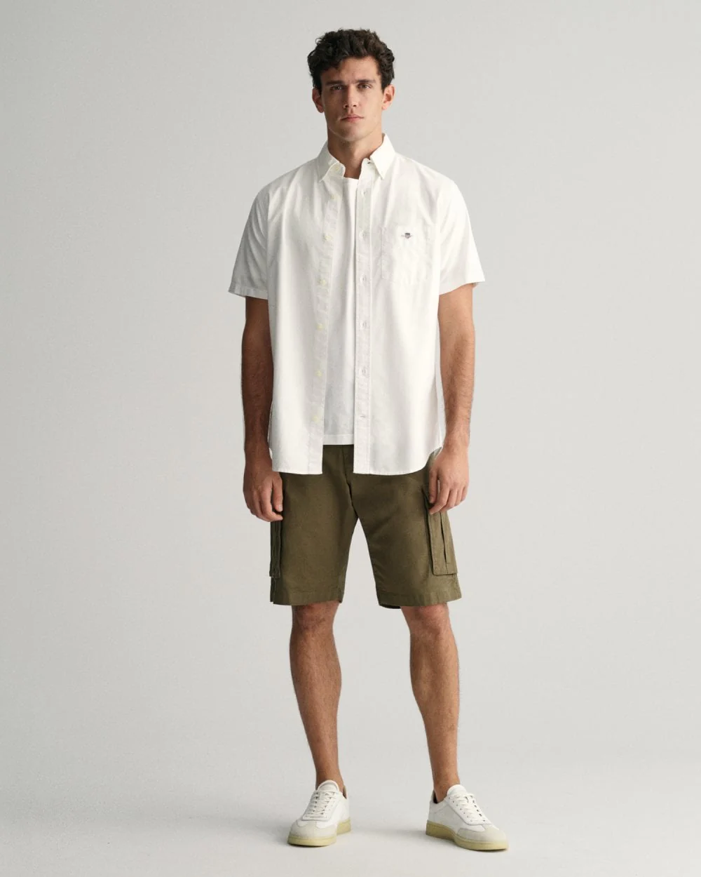 GANT Mens Regular Fit Short Sleeve Oxford Shirt - 110 White - Image 3