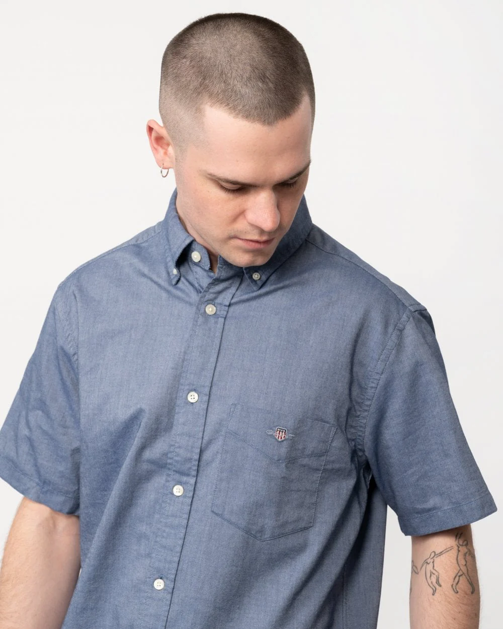 GANT Mens Regular Fit Short Sleeve Oxford Shirt - 423 Persian Blue - Image 2
