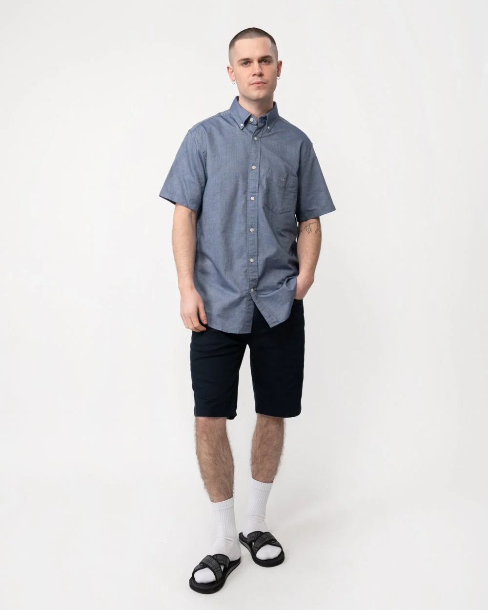 GANT Mens Regular Fit Short Sleeve Oxford Shirt - 423 Persian Blue - Image 3