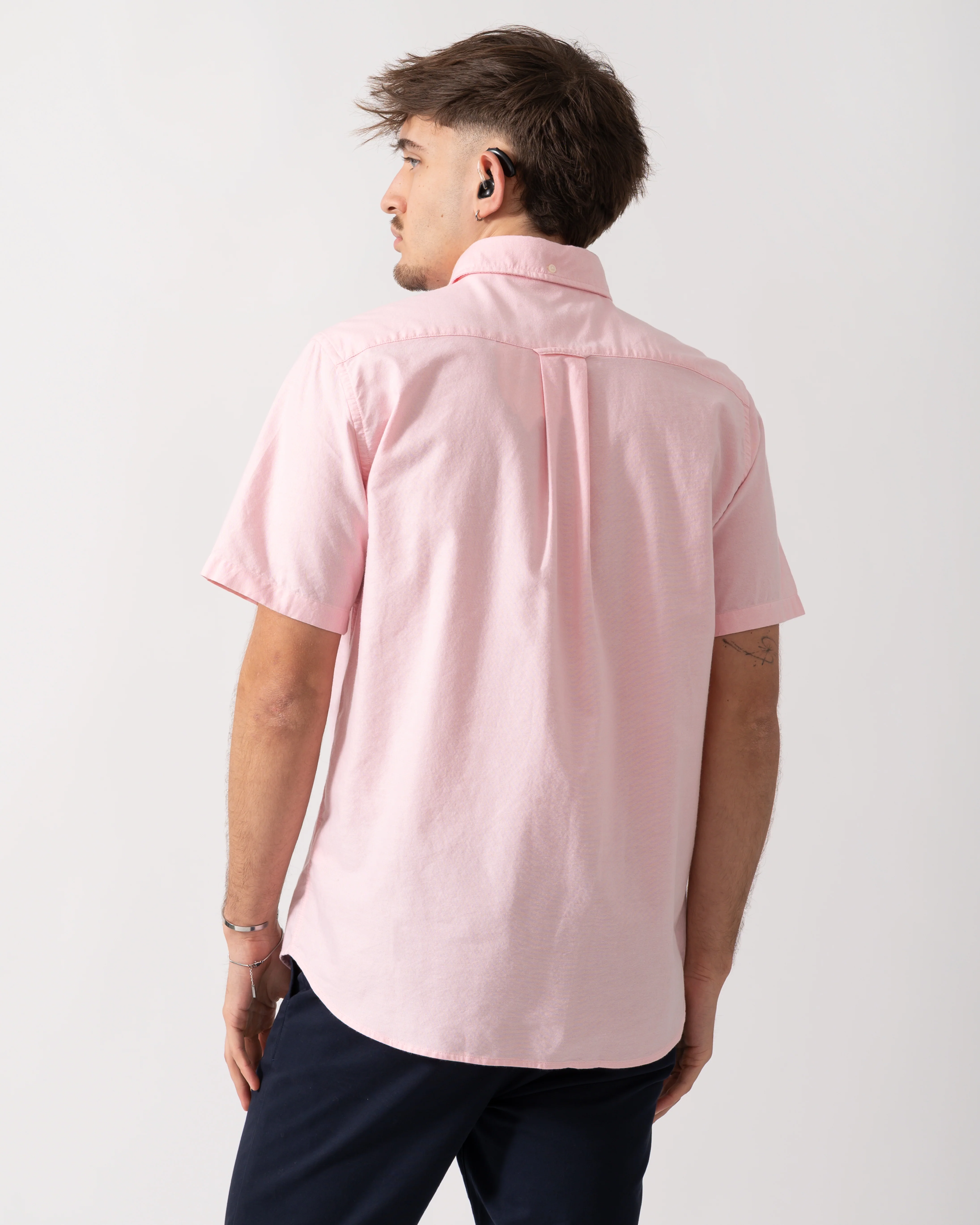 GANT Mens Regular Fit Short Sleeve Oxford Shirt - 666 Washed Pink - Image 4