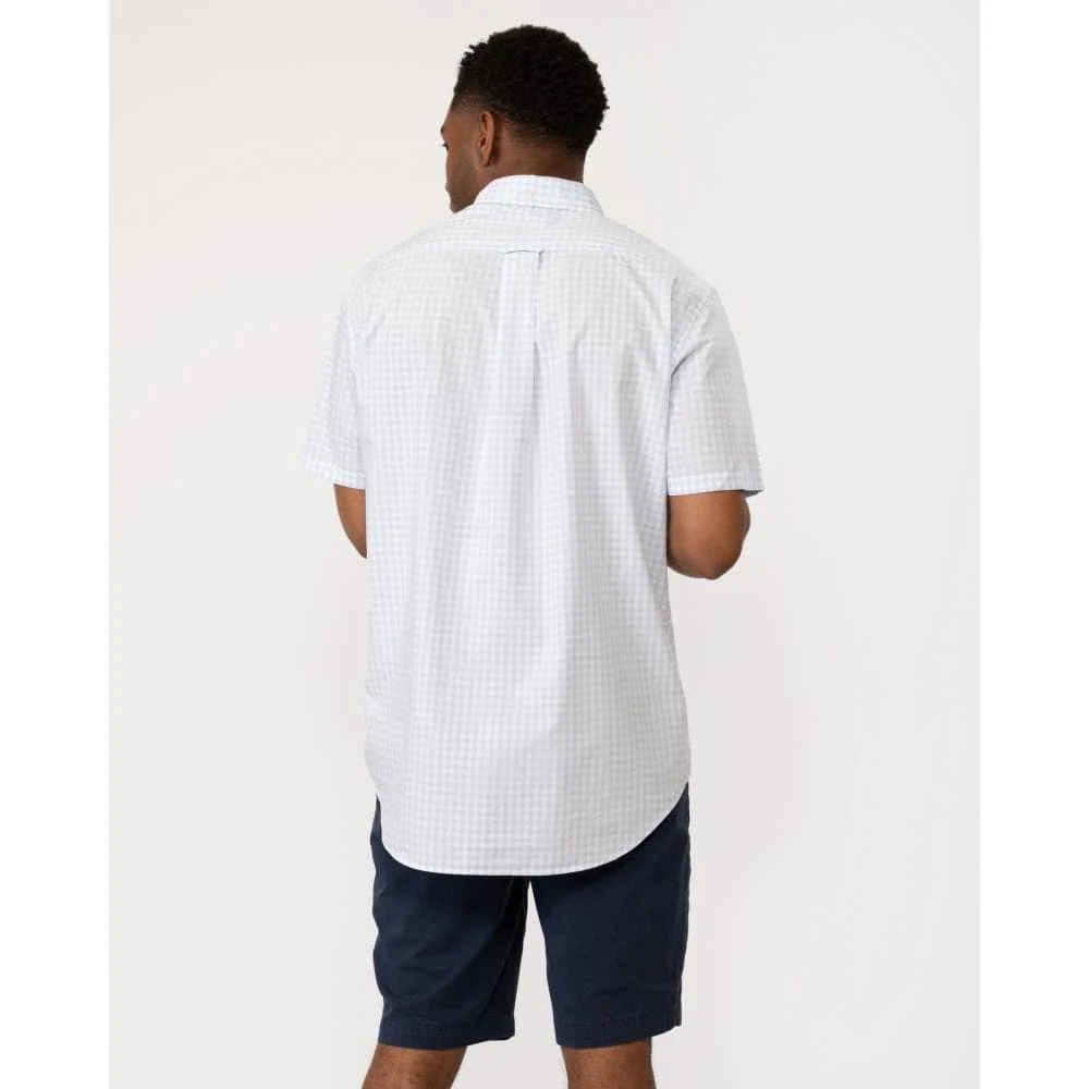 GANT Mens Regular Fit Short Sleeve Poplin Gingham Shirt - 455 Light Blue - Image 3