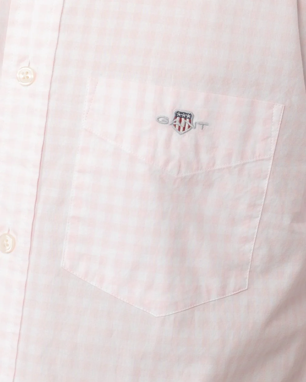 GANT Mens Regular Fit Short Sleeve Poplin Gingham Shirt - 662 Light Pink - Image 2