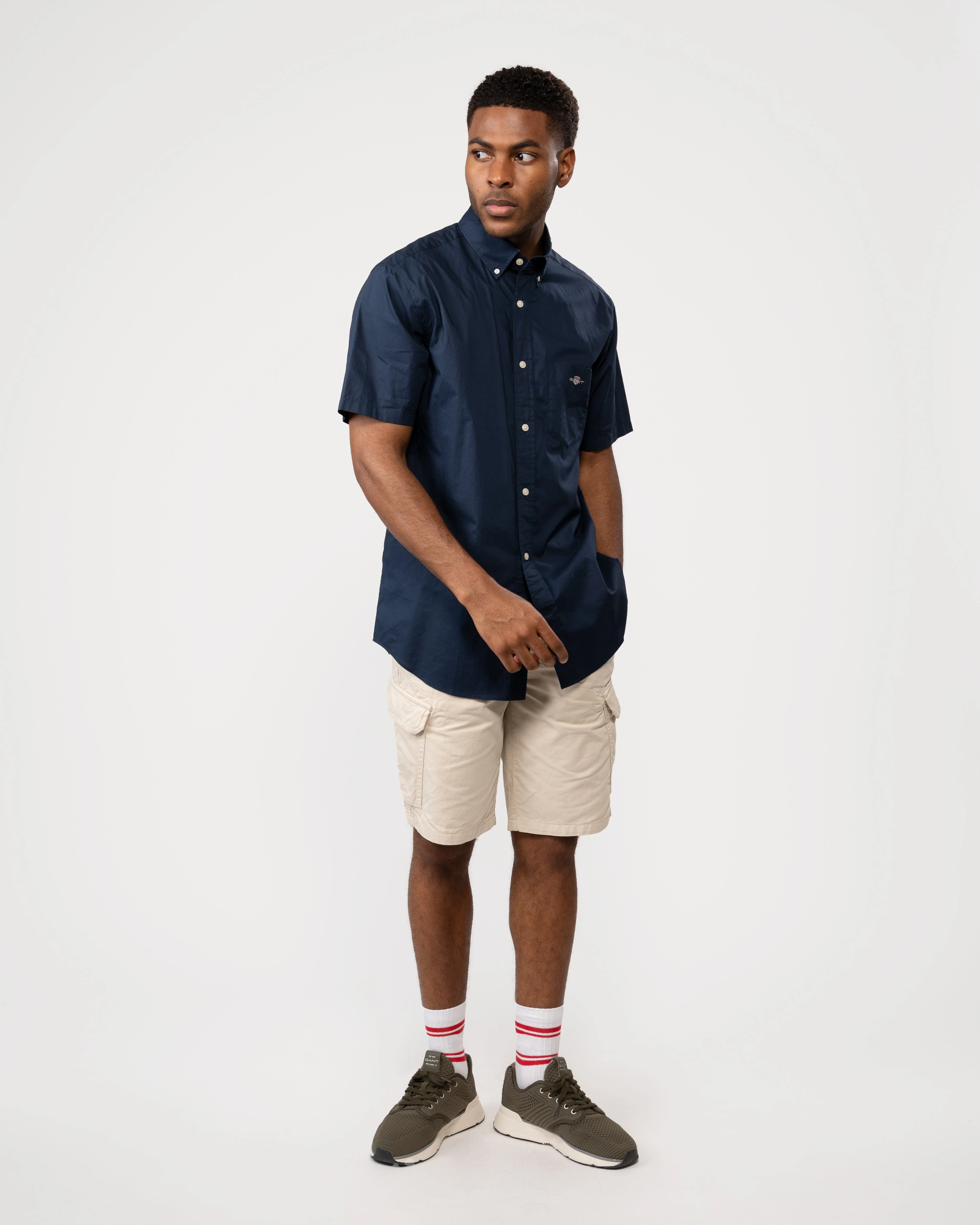 GANT Mens Regular Fit Short Sleeve Poplin Shirt - 410 Marine - Image 4