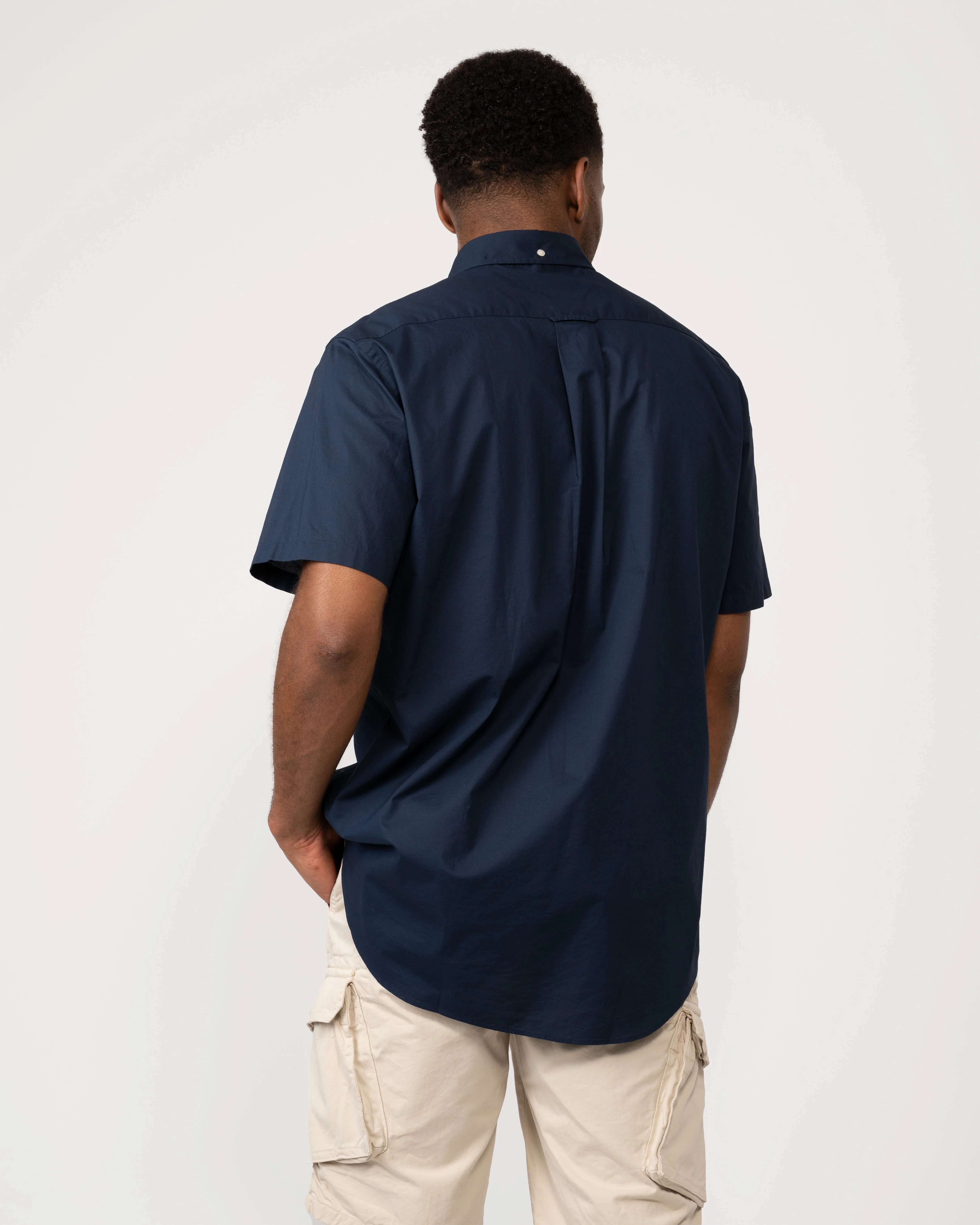 GANT Mens Regular Fit Short Sleeve Poplin Shirt - 410 Marine - Image 5