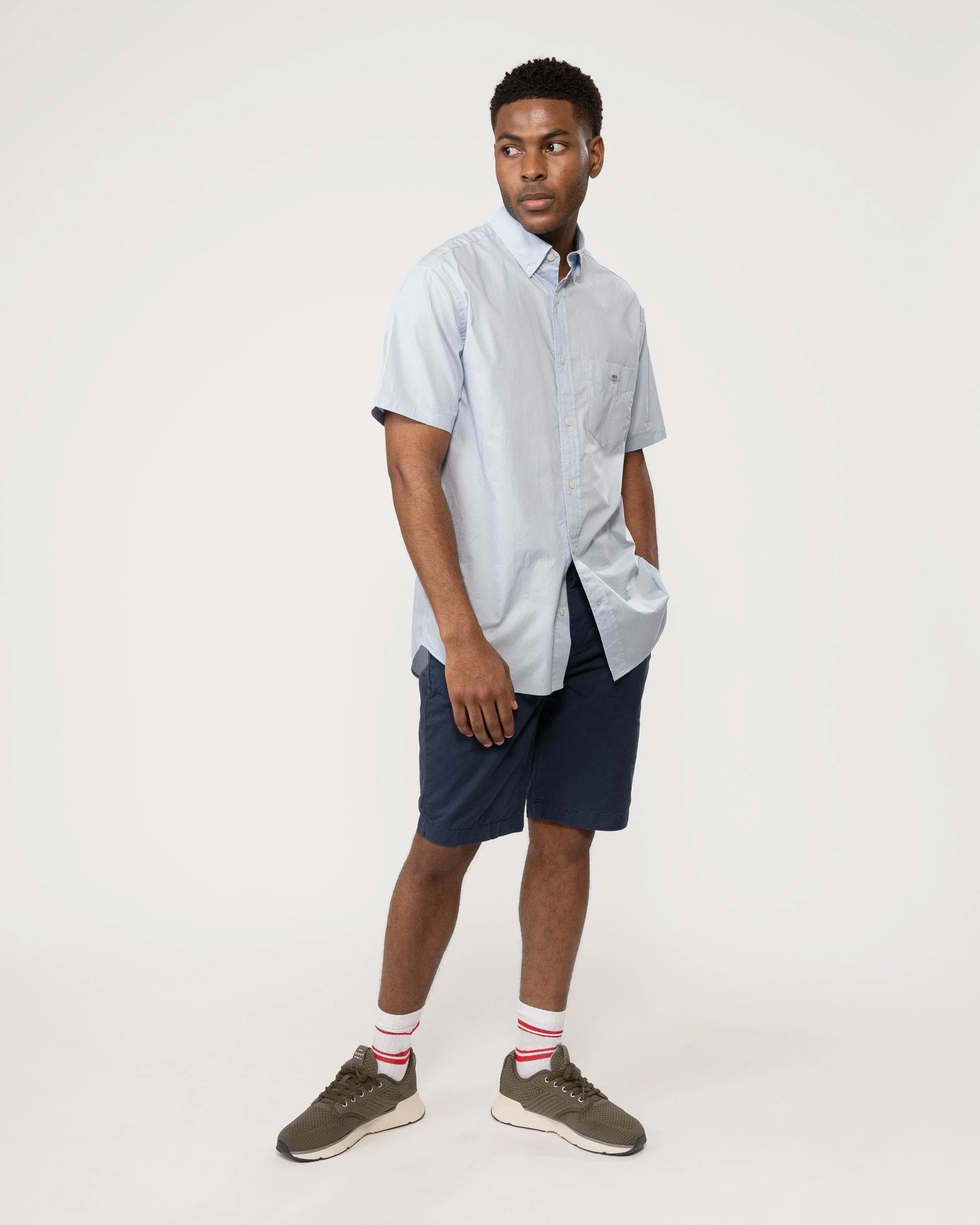 GANT Mens Regular Fit Short Sleeve Poplin Shirt - 455 Light Blue - Image 4