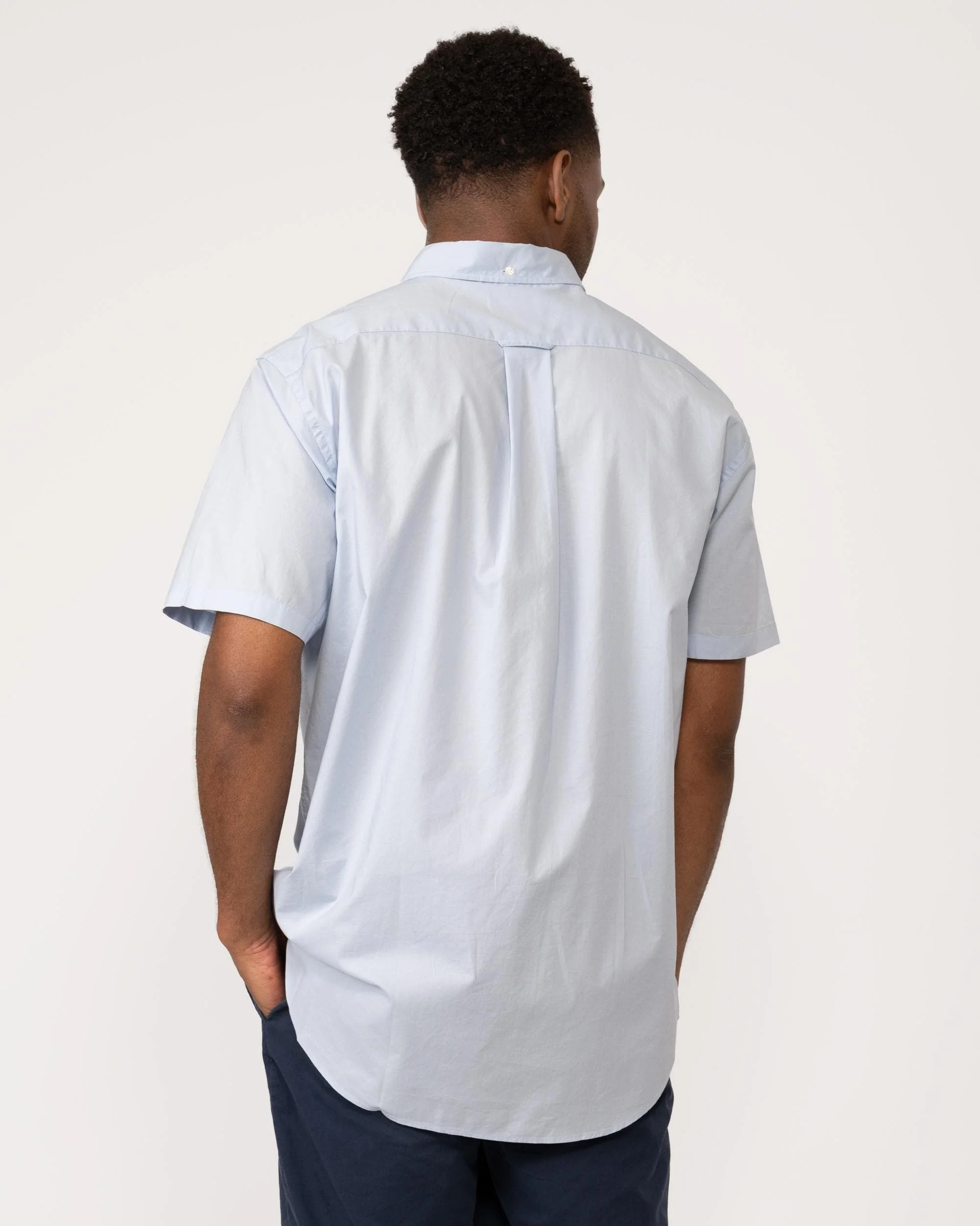 GANT Mens Regular Fit Short Sleeve Poplin Shirt - 455 Light Blue - Image 5