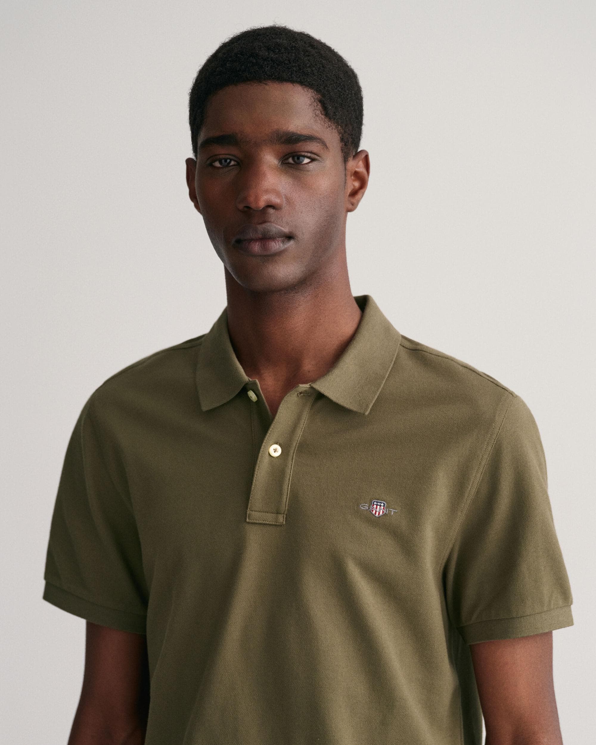 GANT Mens Regular Fit Short Sleeve Shield Logo Pique Polo - 301 Racing Green - Image 2