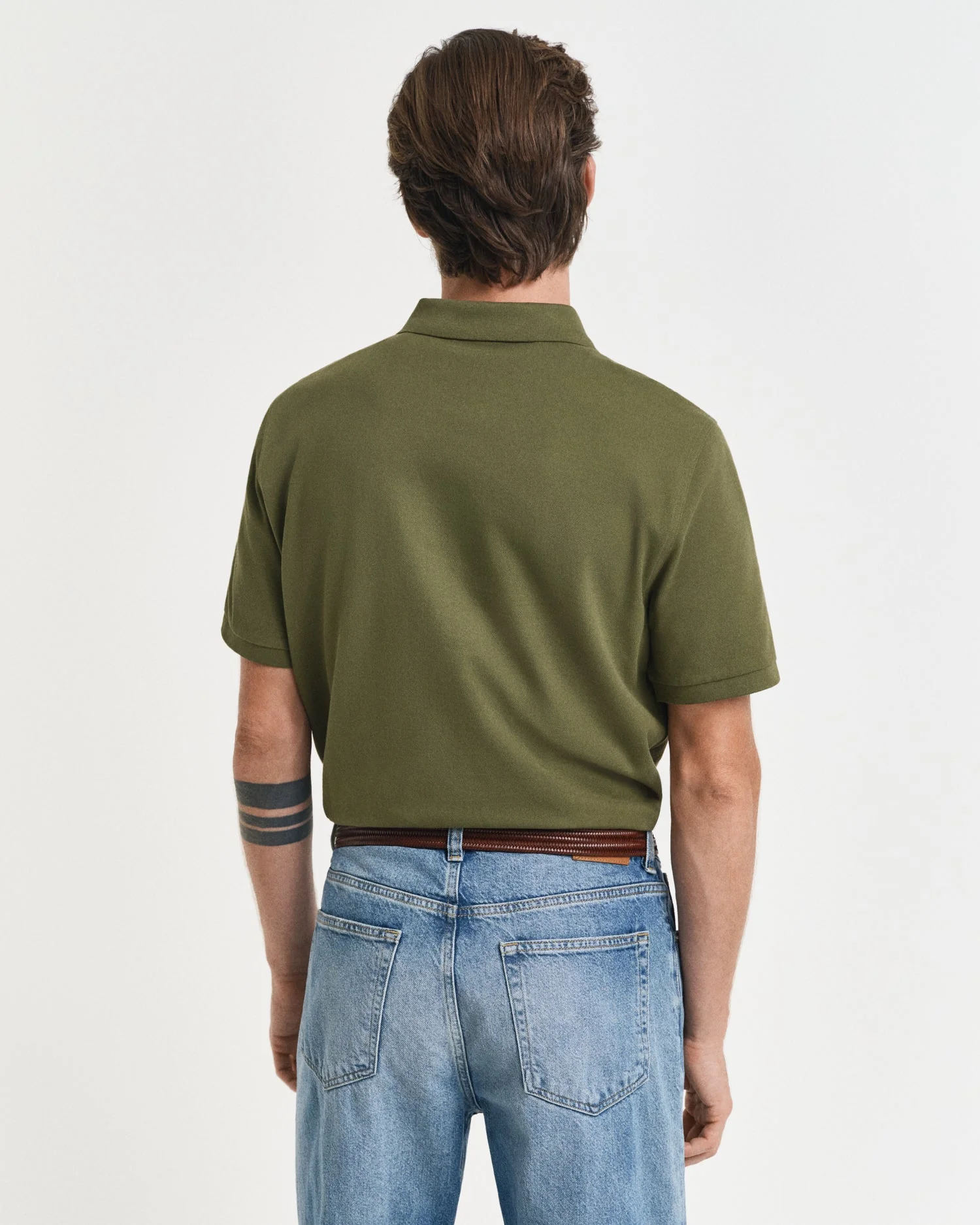 GANT Mens Regular Fit Short Sleeve Shield Logo Pique Polo - 303 Moss Green - Image 3