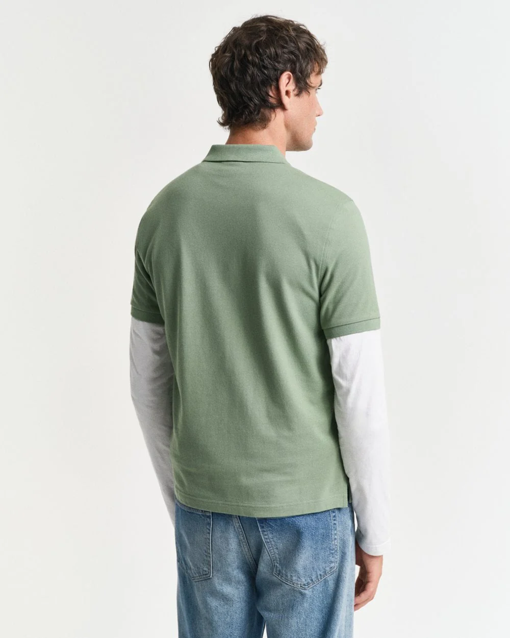 GANT Mens Regular Fit Short Sleeve Shield Logo Pique Polo - 362 Kalamata Green - Image 4
