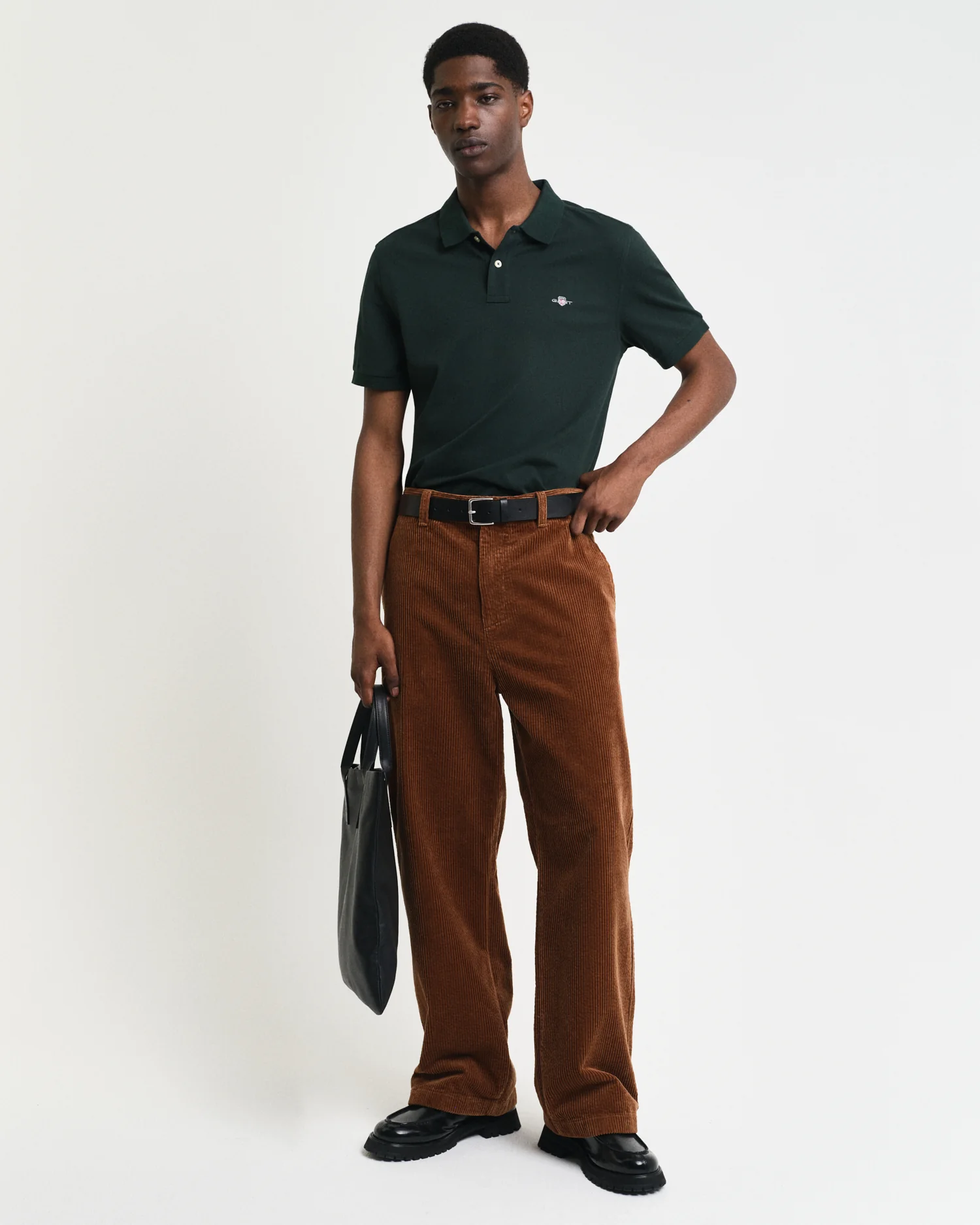GANT Mens Regular Fit Short Sleeve Shield Logo Pique Polo - 374 Tartan Green - Image 2