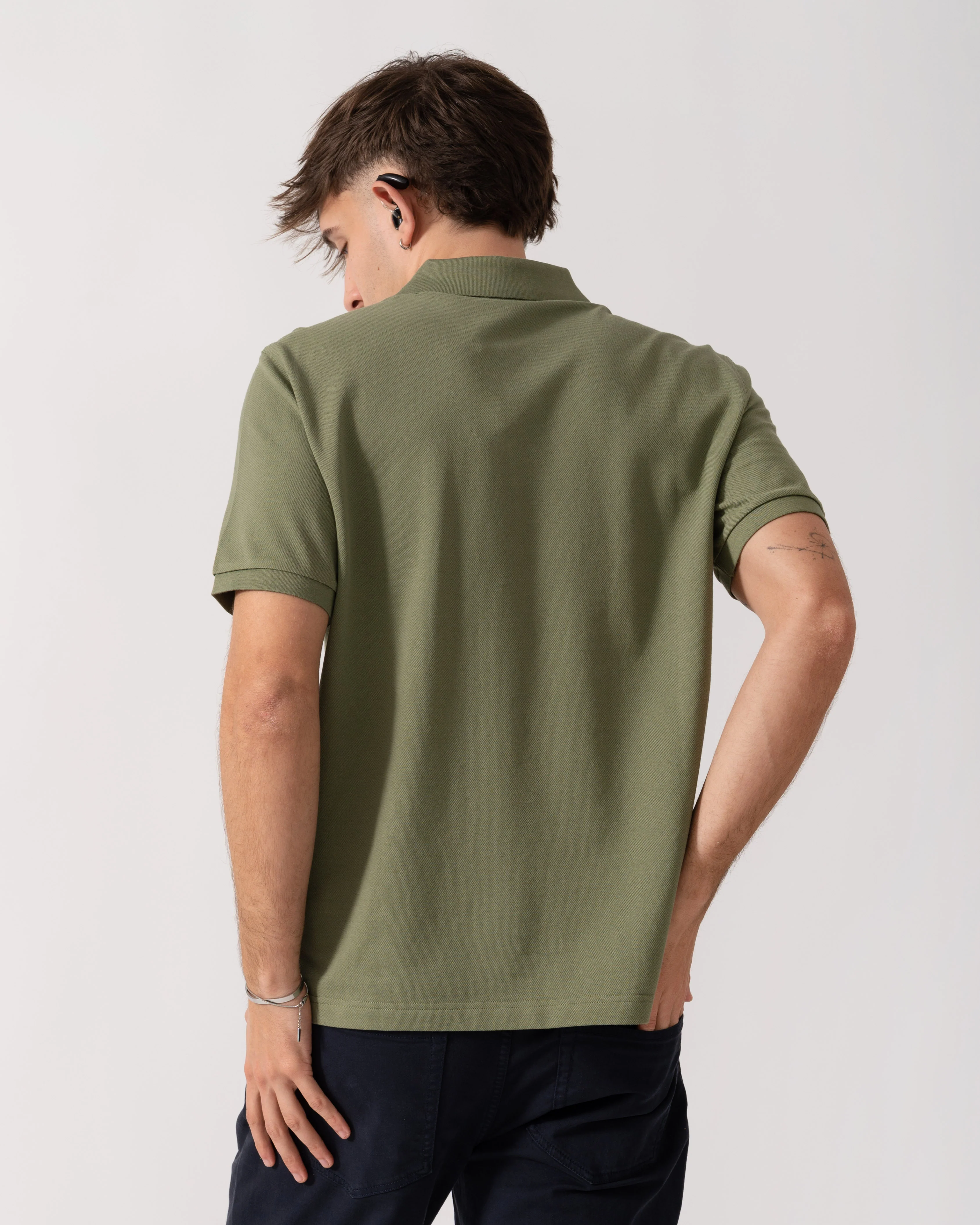 GANT Mens Regular Fit Short Sleeve Shield Logo Pique Polo - 379 Dry Herb Green - Image 4