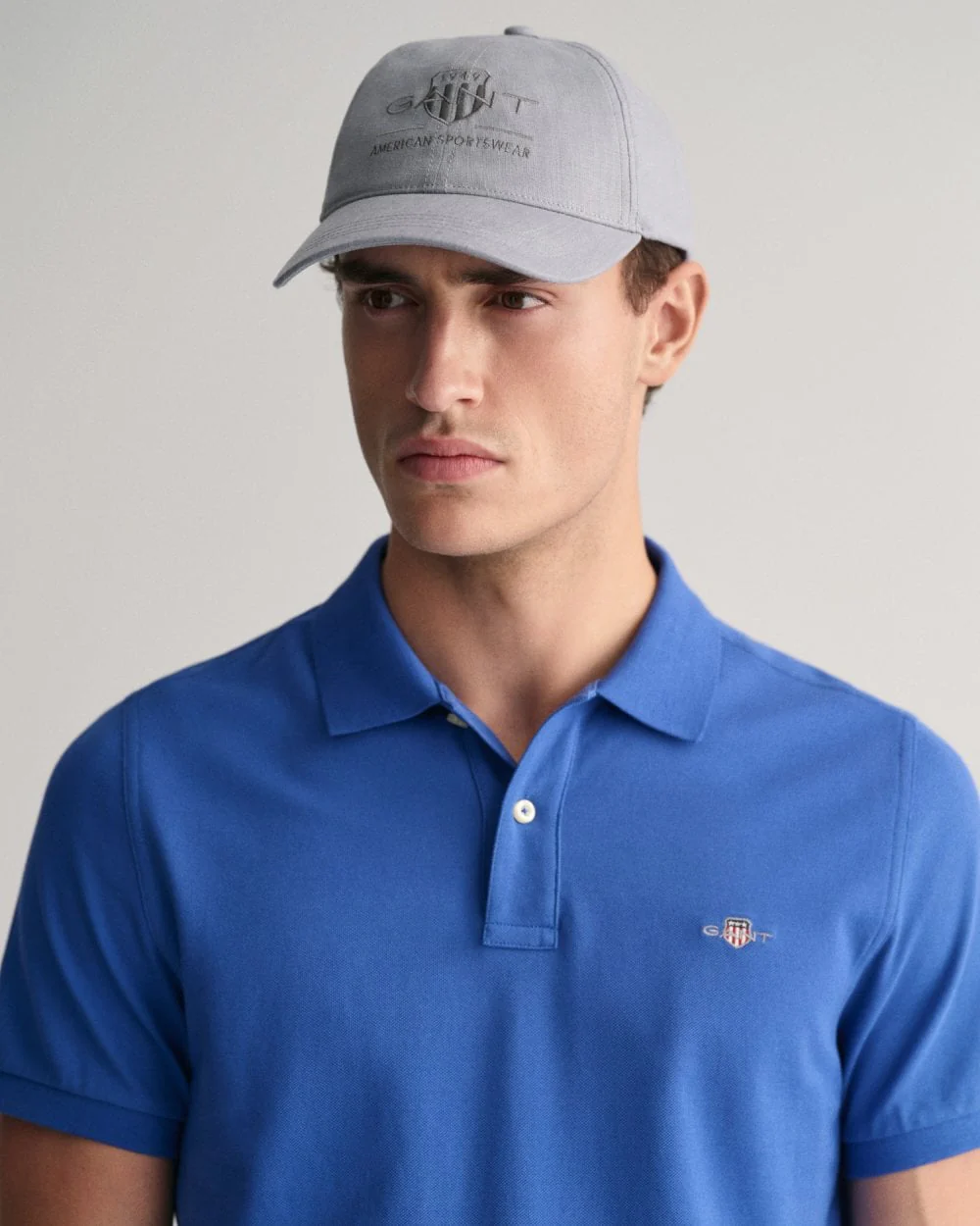 GANT Mens Regular Fit Short Sleeve Shield Logo Pique Polo - 407 Rich Blue - Image 3