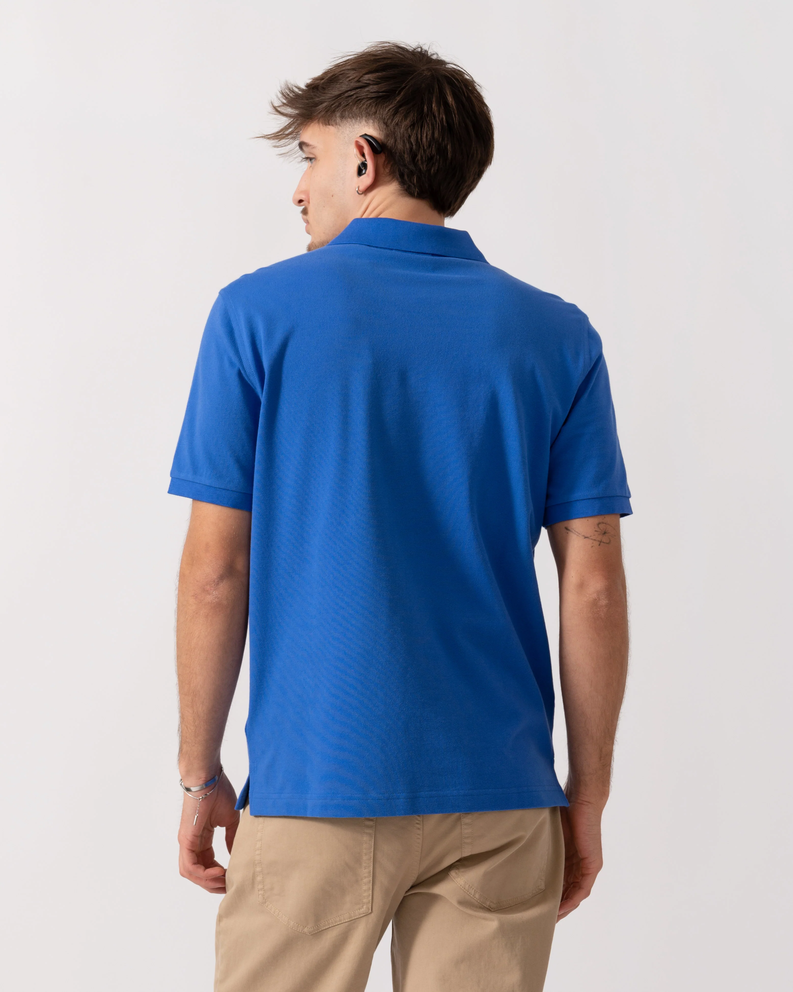 GANT Mens Regular Fit Short Sleeve Shield Logo Pique Polo - 417 Royal Blue - Image 4