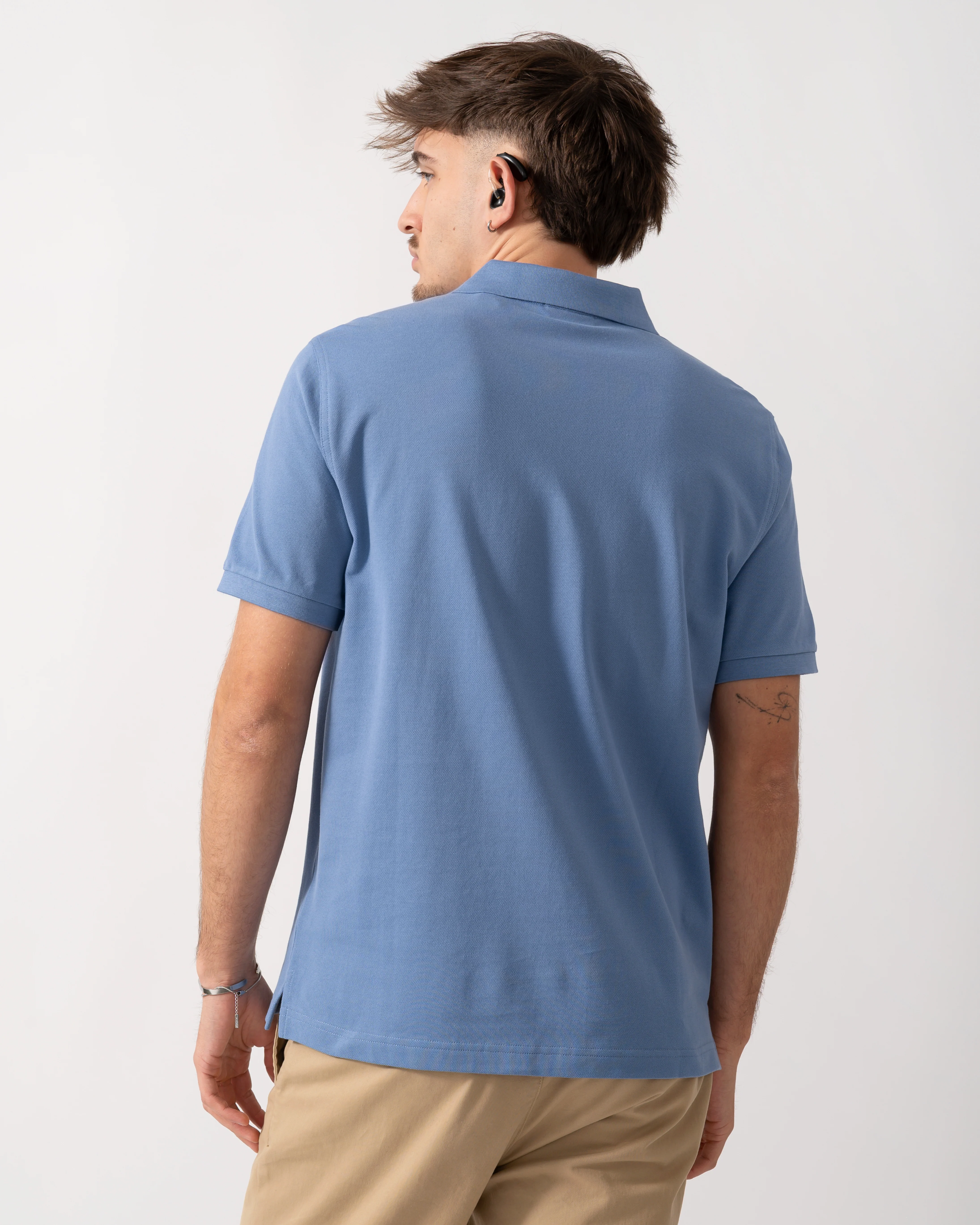 GANT Mens Regular Fit Short Sleeve Shield Logo Pique Polo - 430 Faded Denim - Image 4