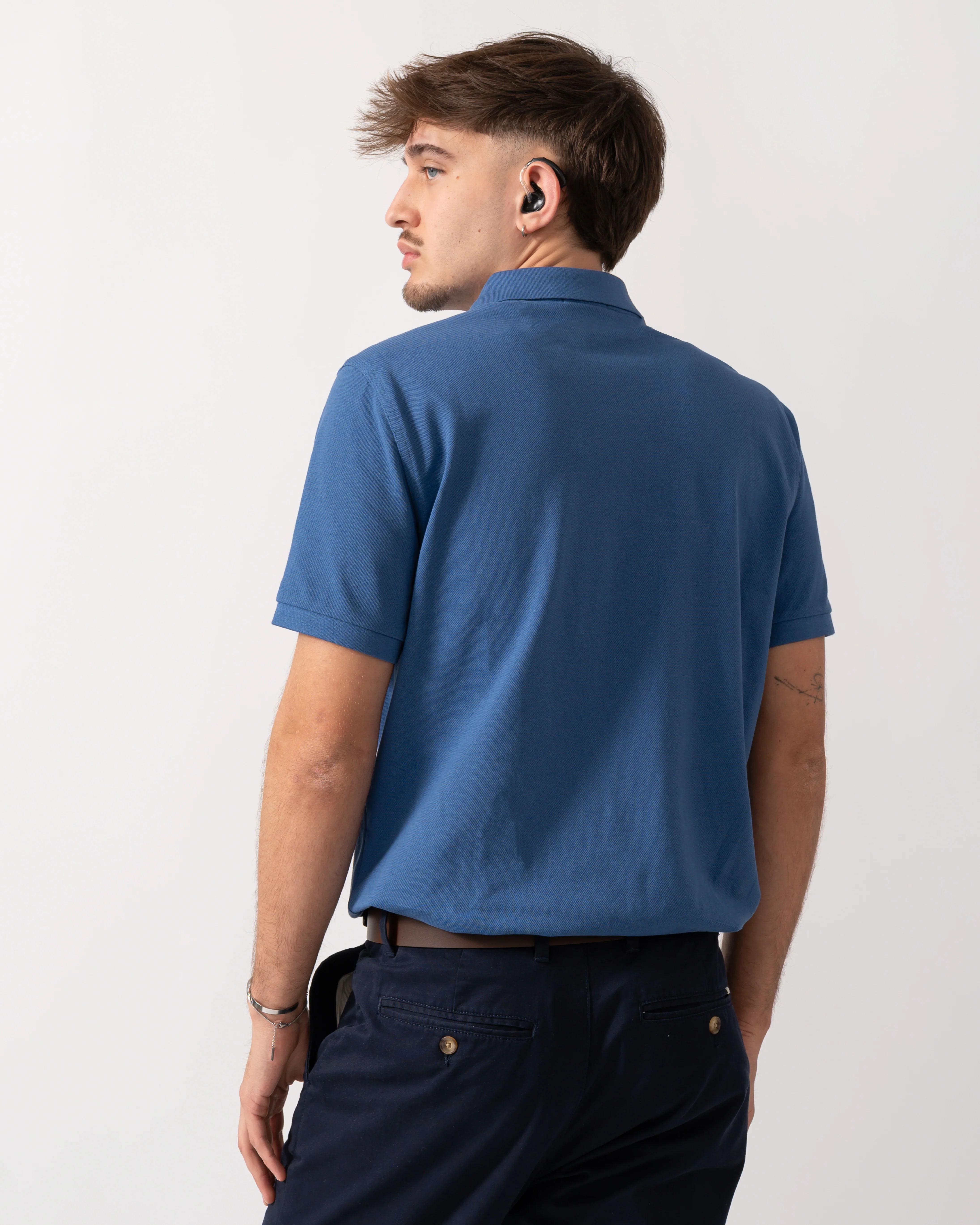 GANT Mens Regular Fit Short Sleeve Shield Logo Pique Polo - 442 Vintage Blue - Image 4