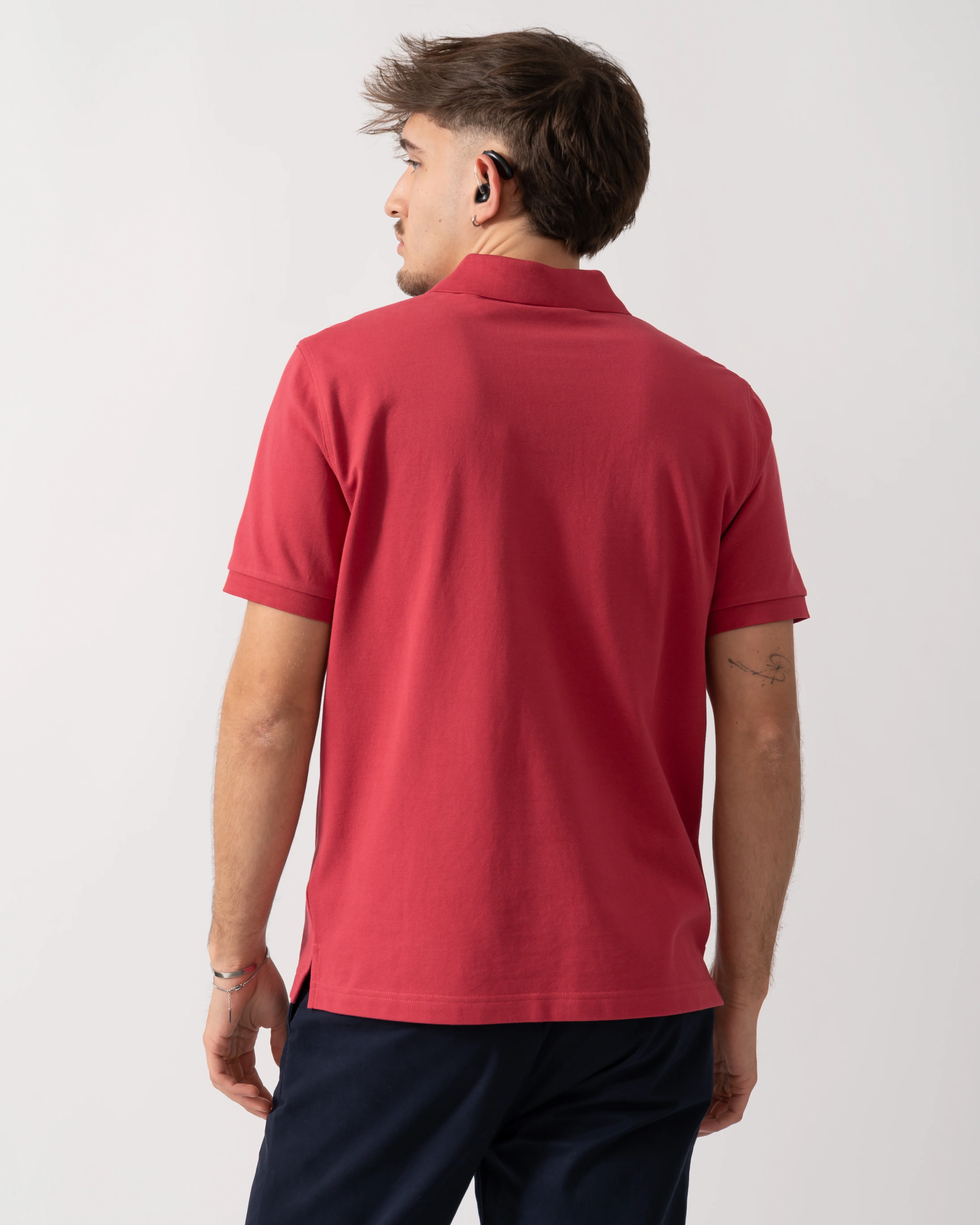 GANT Mens Regular Fit Short Sleeve Shield Logo Pique Polo - 609 Muted Red - Image 4