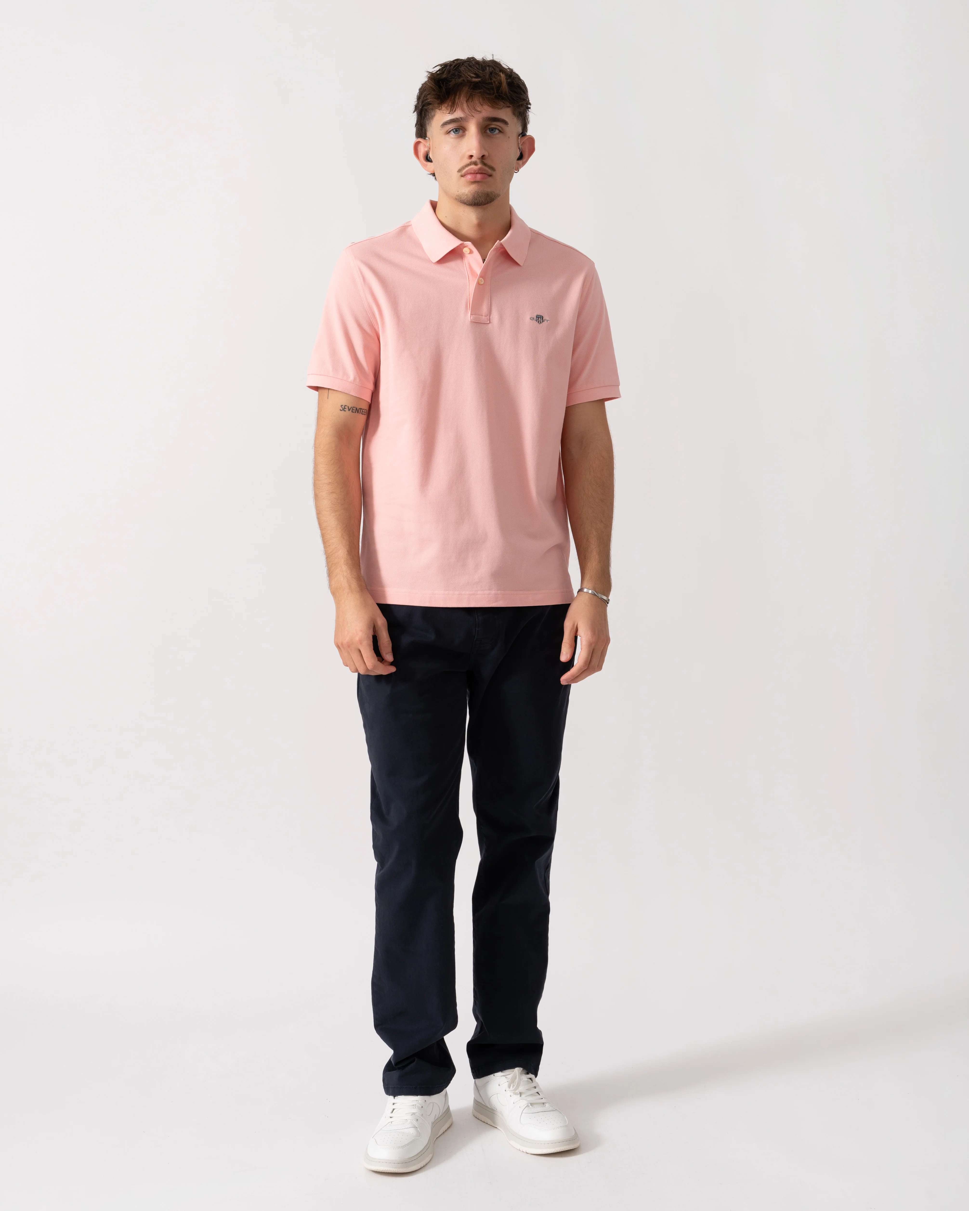 GANT Mens Regular Fit Short Sleeve Shield Logo Pique Polo - 671 Bubblegum Pink - Image 2