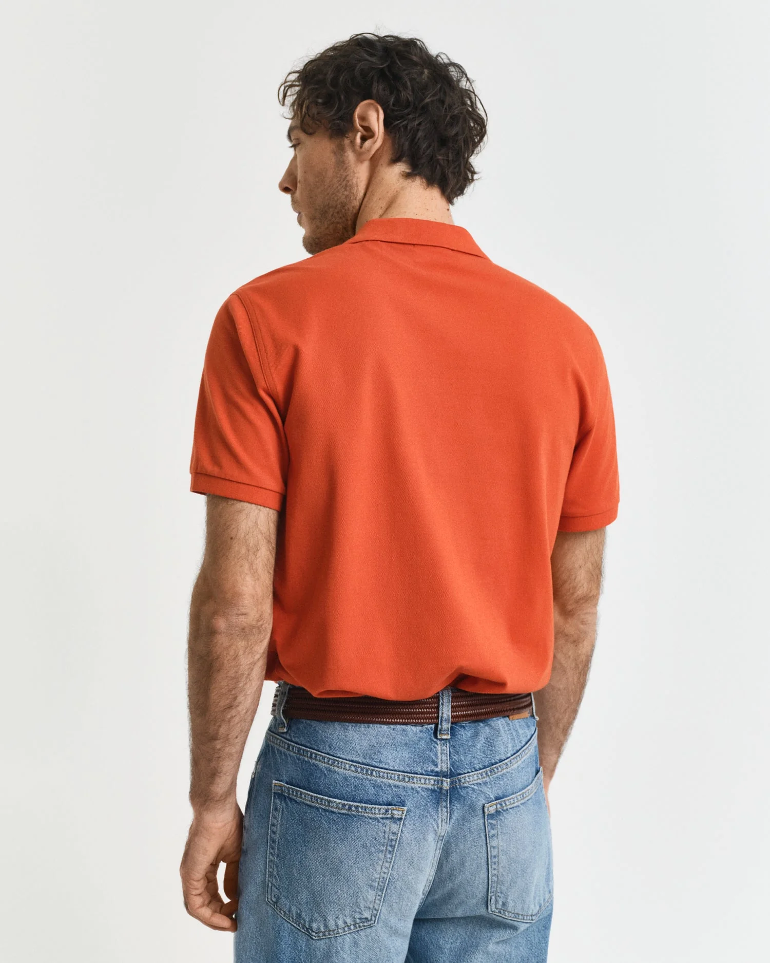 GANT Mens Regular Fit Short Sleeve Shield Logo Pique Polo - 845 Deep Orange - Image 3
