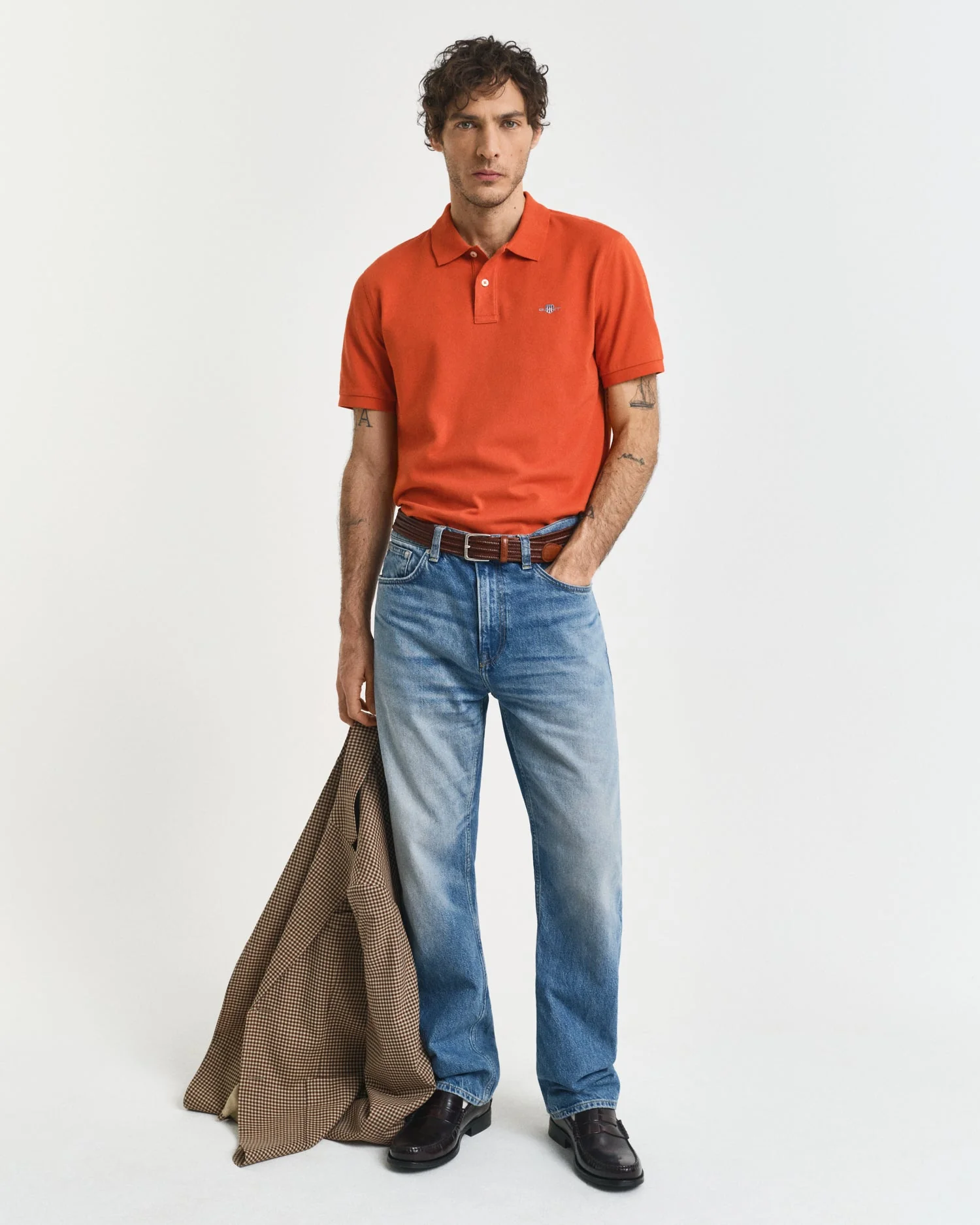 GANT Mens Regular Fit Short Sleeve Shield Logo Pique Polo - 845 Deep Orange - Image 4