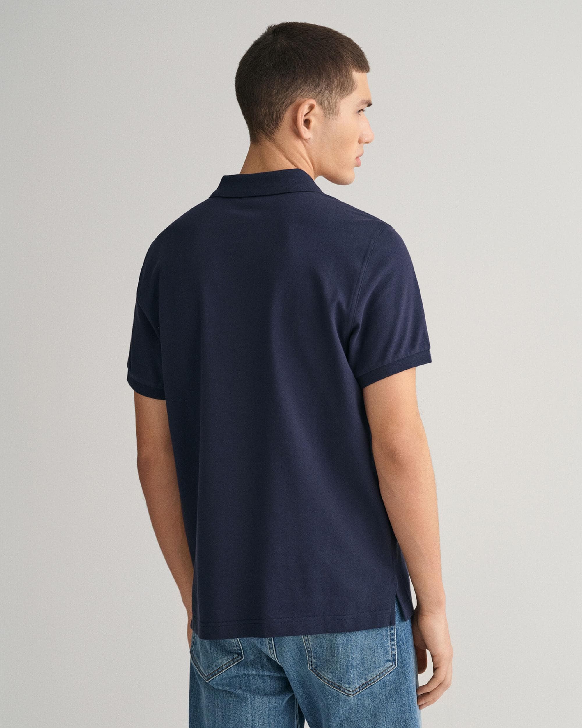 GANT Mens Regular Fit Short Sleeve Shield Logo Pique Polo NOS - 433 Evening Blue - Image 3