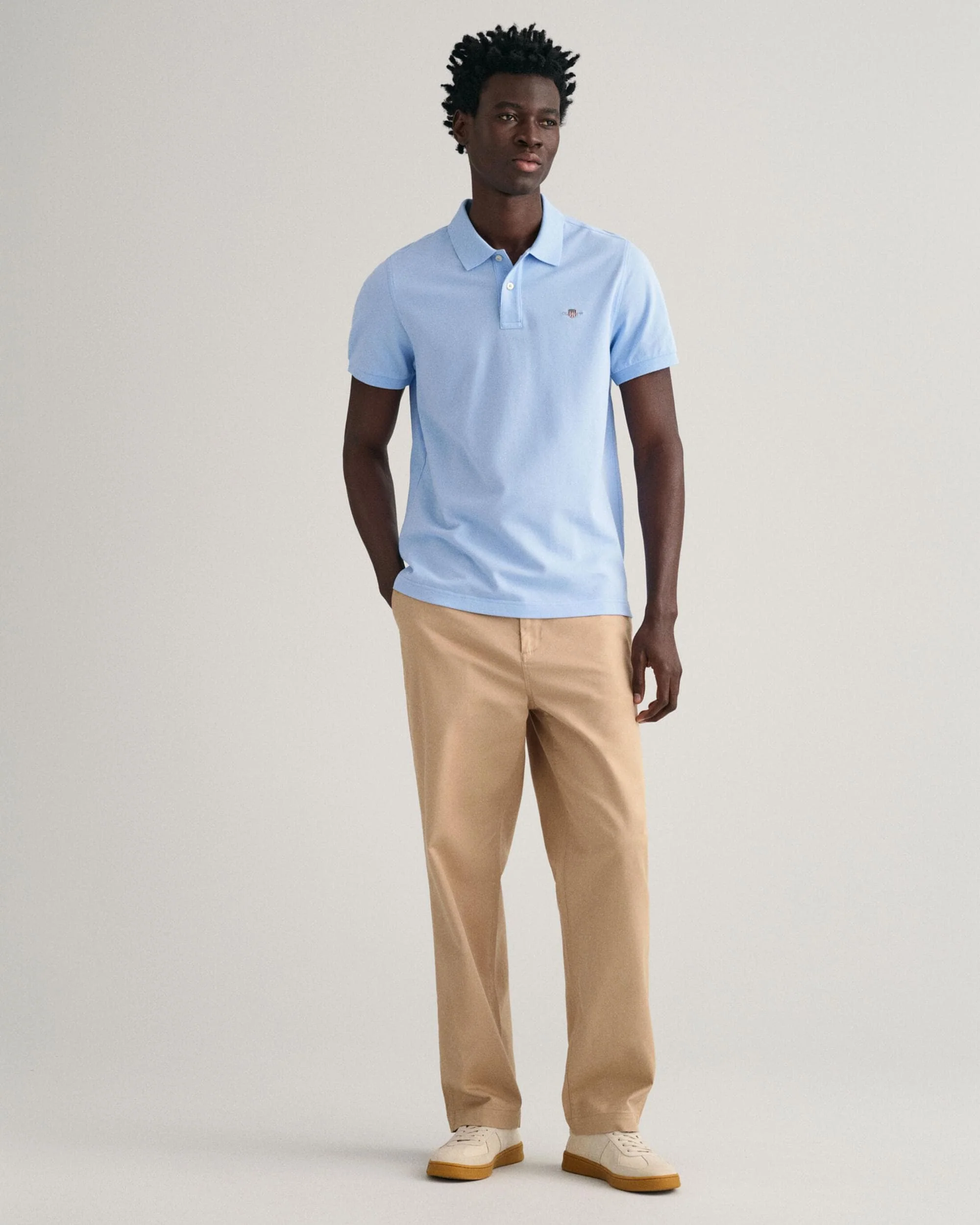 GANT Mens Regular Fit Short Sleeve Shield Logo Pique Polo NOS - 468 Capri Blue - Image 4