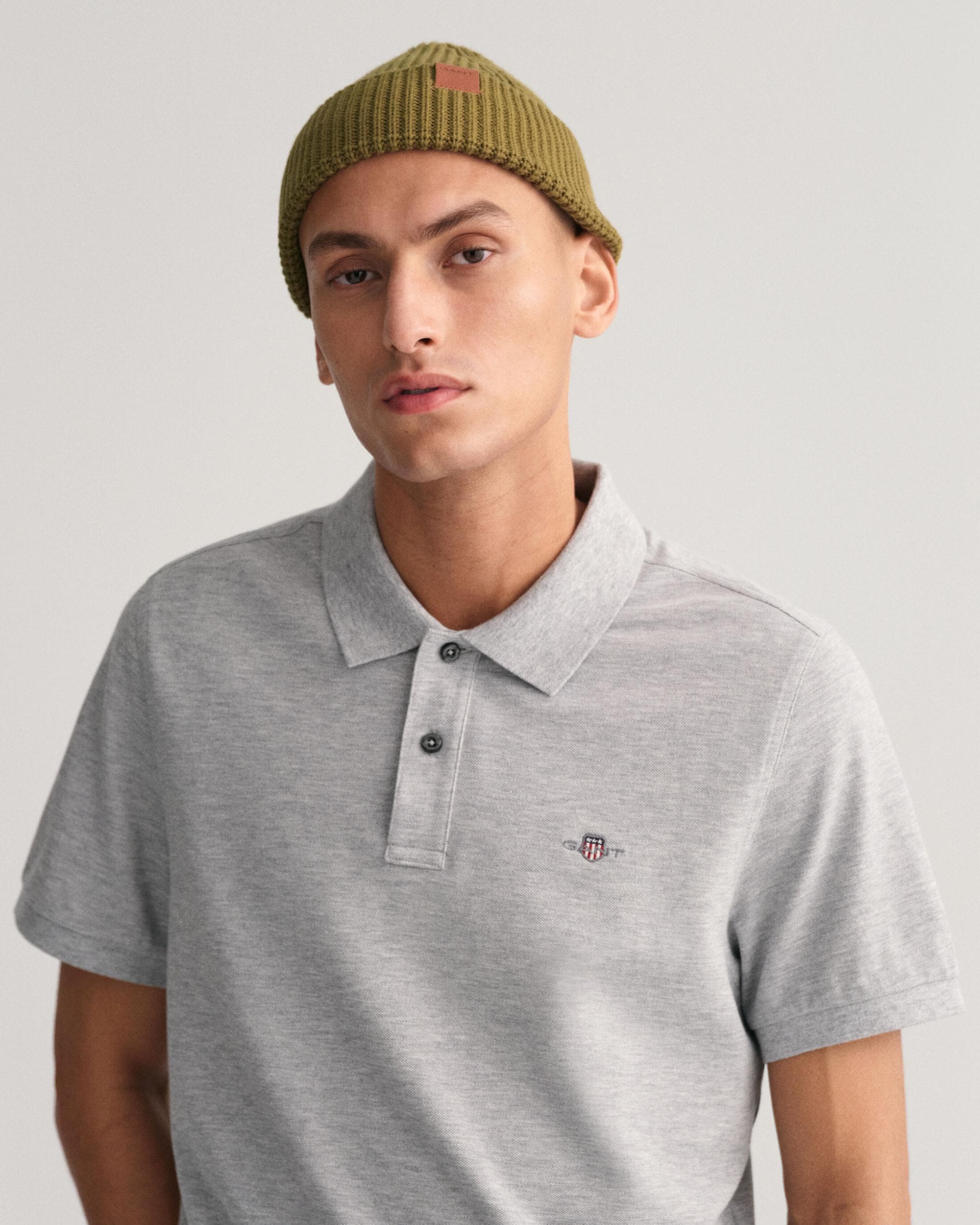 GANT Mens Regular Fit Short Sleeve Shield Logo Pique Polo NOS - 93 Grey Melange - Image 2