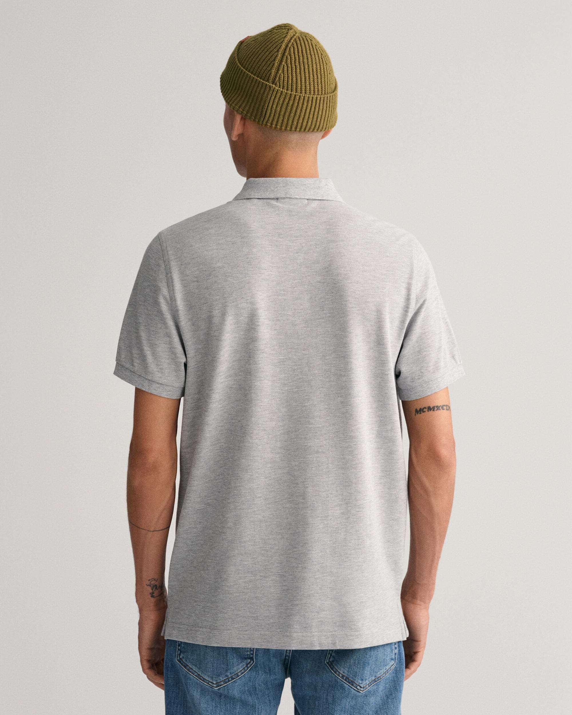 GANT Mens Regular Fit Short Sleeve Shield Logo Pique Polo NOS - 93 Grey Melange - Image 3