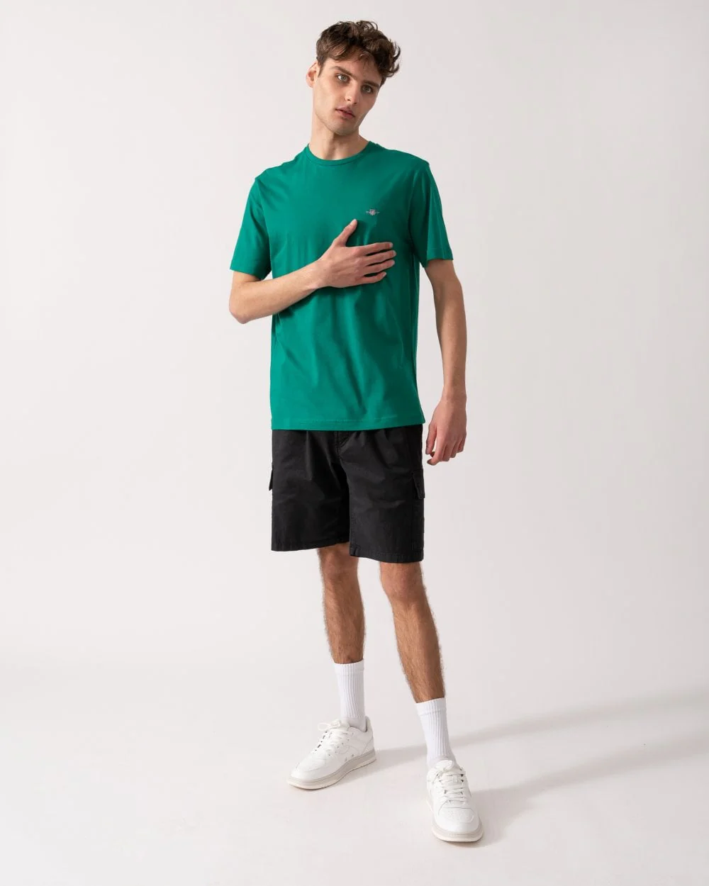 GANT Mens Regular Fit Short Sleeve Shield Logo T-Shirt - 322 Deep Green - Image 3
