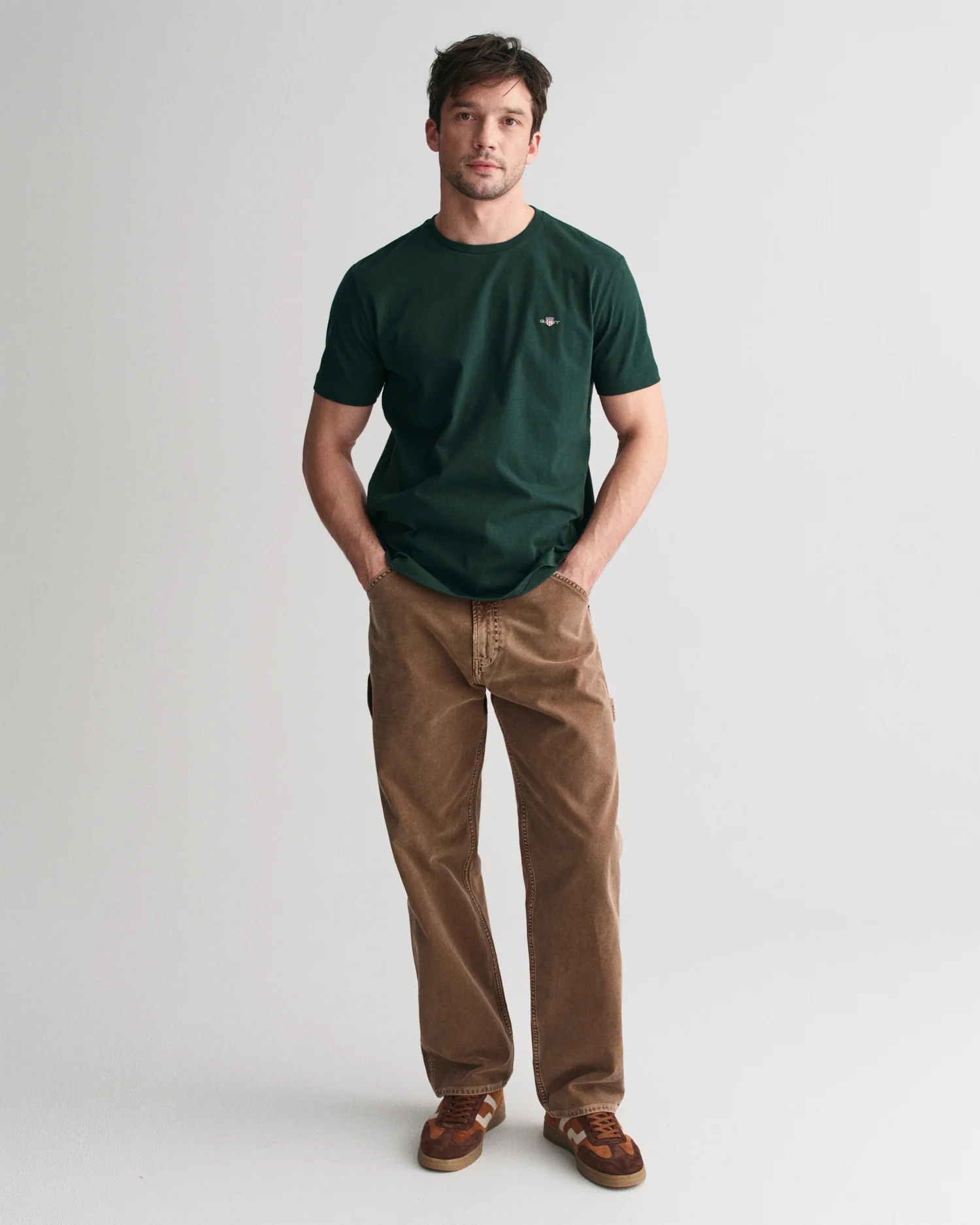 GANT Mens Regular Fit Short Sleeve Shield Logo T-Shirt - 374 Tartan Green - Image 2