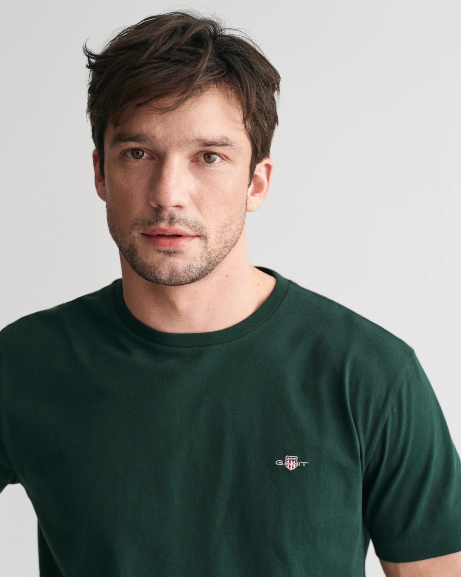 GANT Mens Regular Fit Short Sleeve Shield Logo T-Shirt - 374 Tartan Green - Image 3