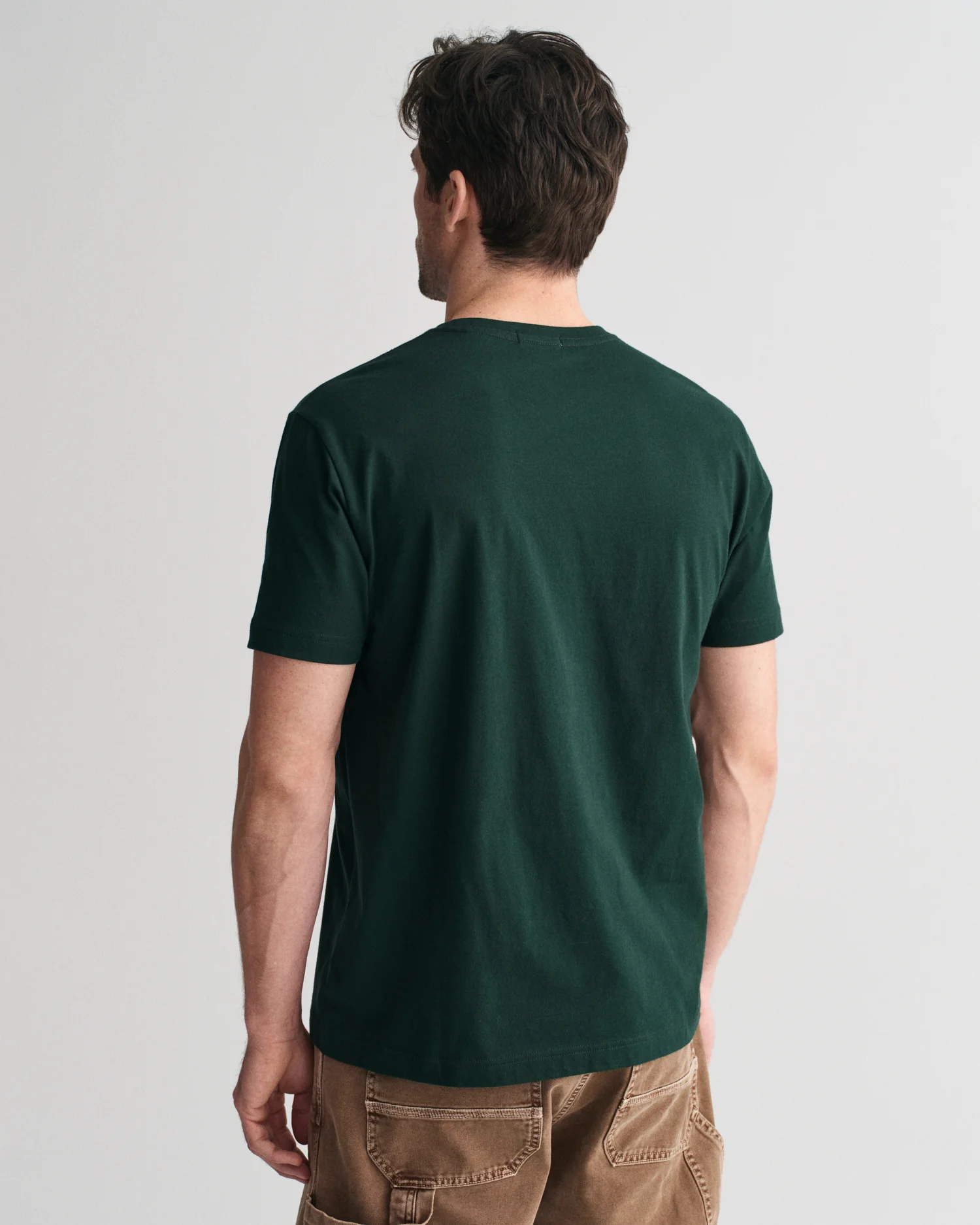 GANT Mens Regular Fit Short Sleeve Shield Logo T-Shirt - 374 Tartan Green - Image 4