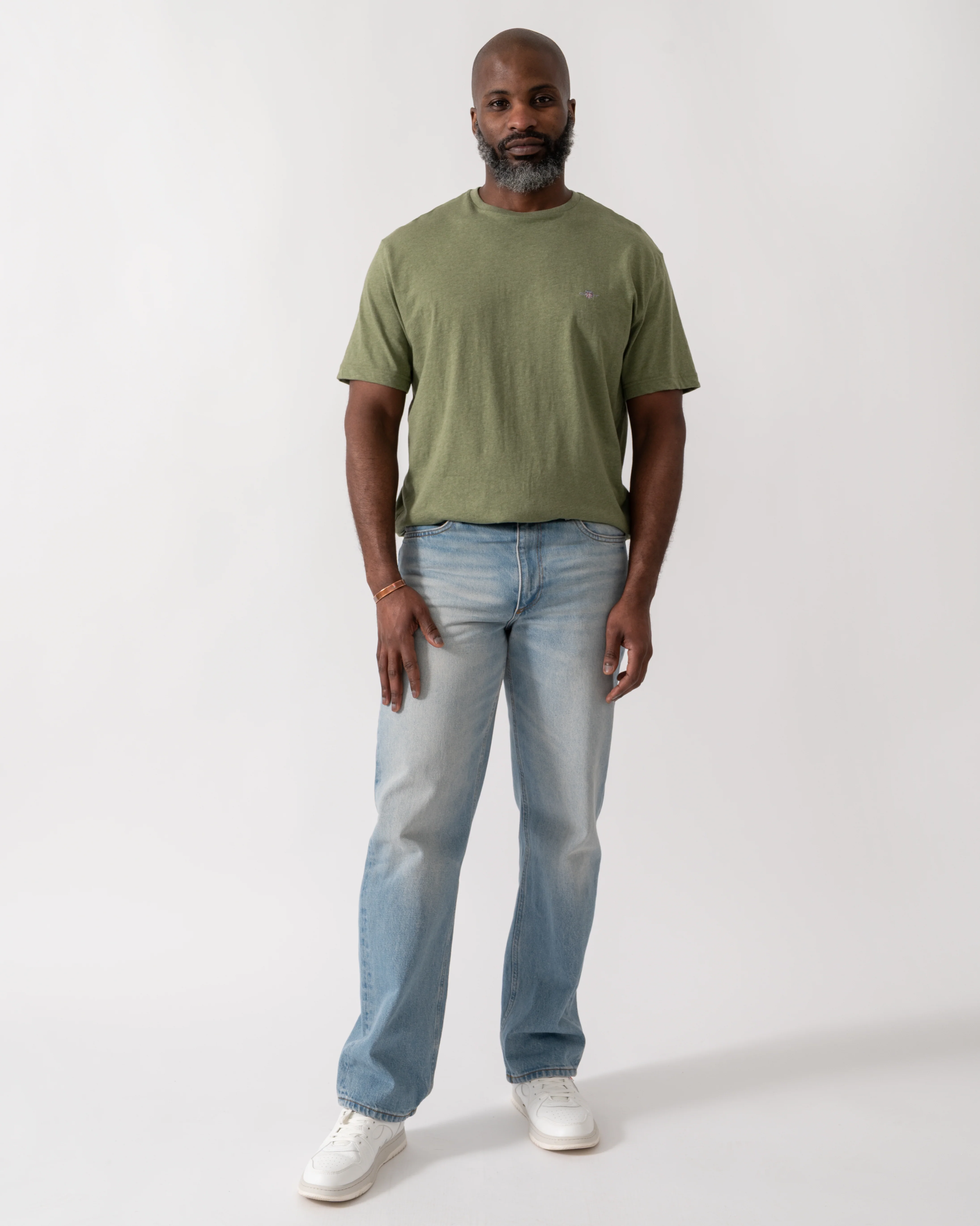 GANT Mens Regular Fit Short Sleeve Shield Logo T-Shirt - 391 Dark Cactus Melange - Image 2