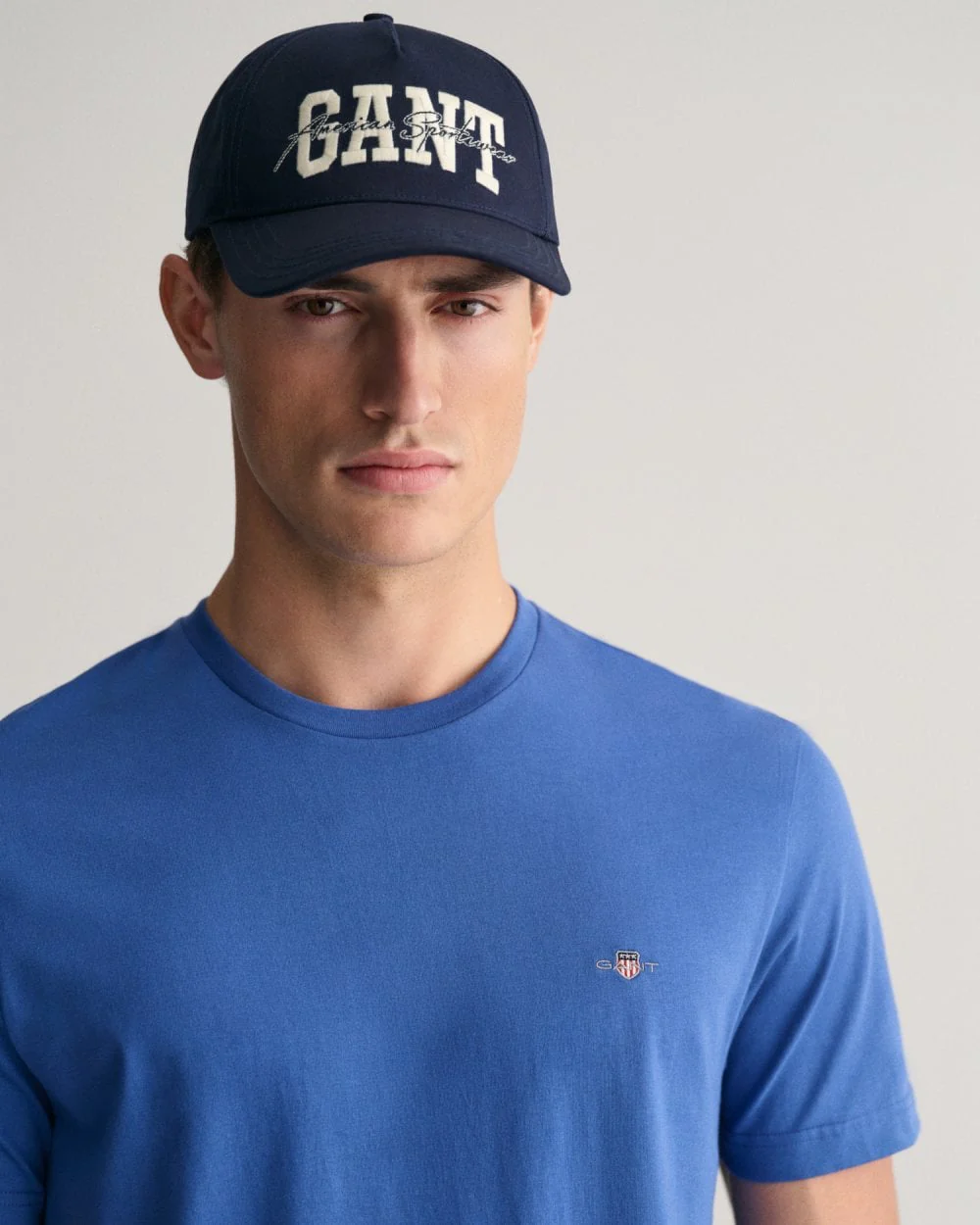 GANT Mens Regular Fit Short Sleeve Shield Logo T-Shirt - 407 Rich Blue - Image 2