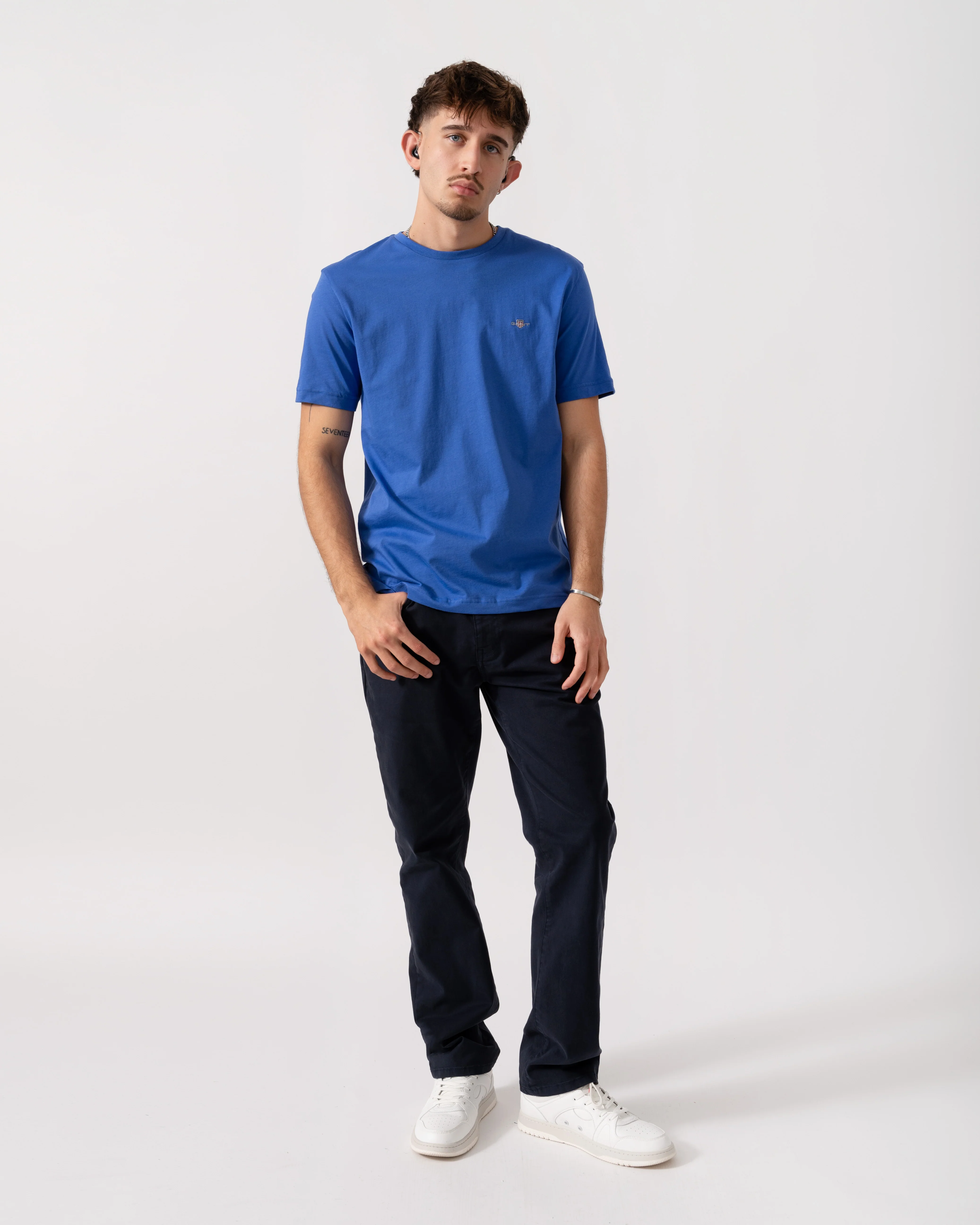 GANT Mens Regular Fit Short Sleeve Shield Logo T-Shirt - 417 Royal Blue - Image 2