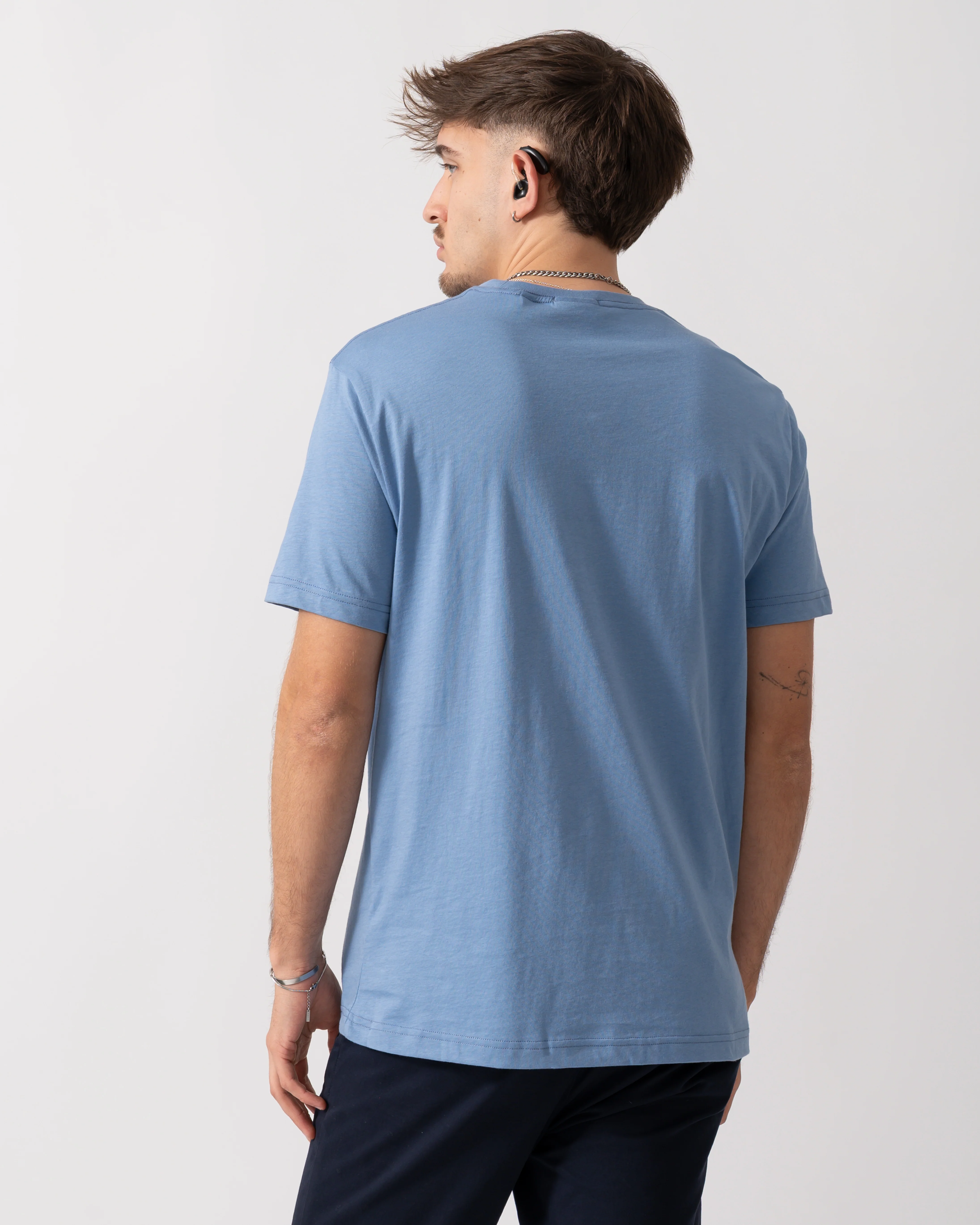 GANT Mens Regular Fit Short Sleeve Shield Logo T-Shirt - 430 Faded Denim - Image 4