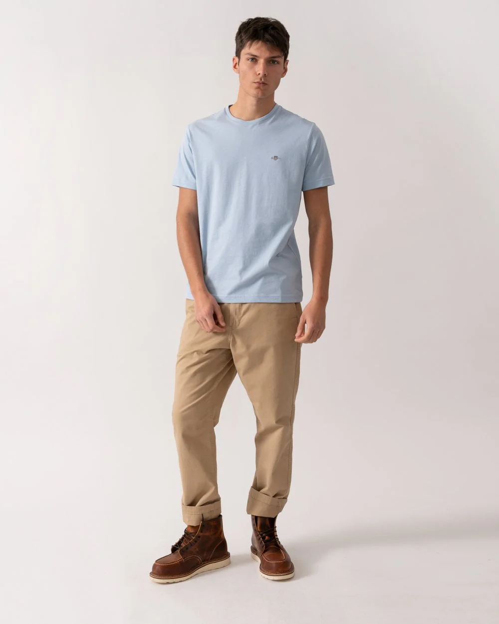 GANT Mens Regular Fit Short Sleeve Shield Logo T-Shirt - 457 Fresh Blue - Image 3