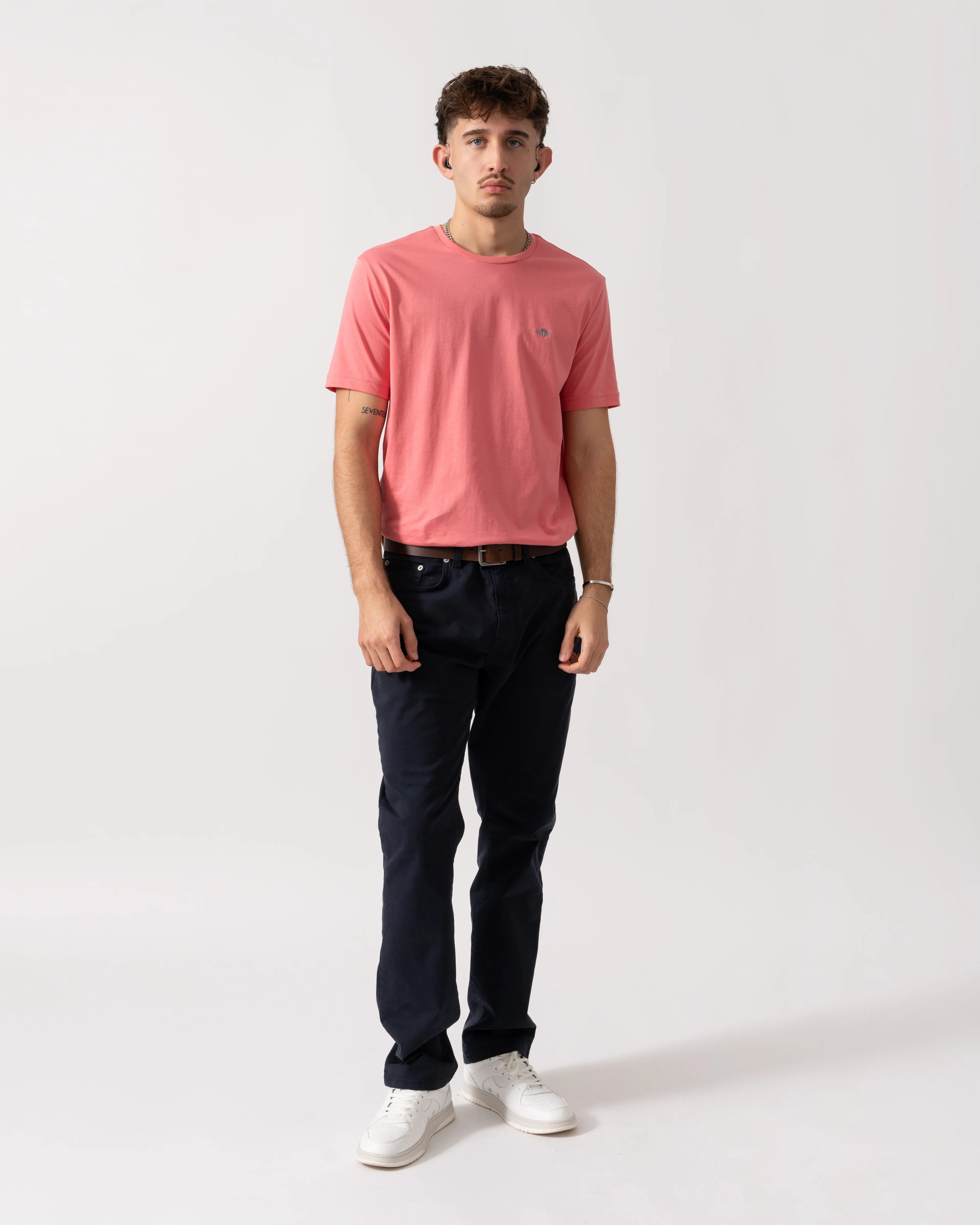 GANT Mens Regular Fit Short Sleeve Shield Logo T-Shirt - 622 Rose Pink - Image 2