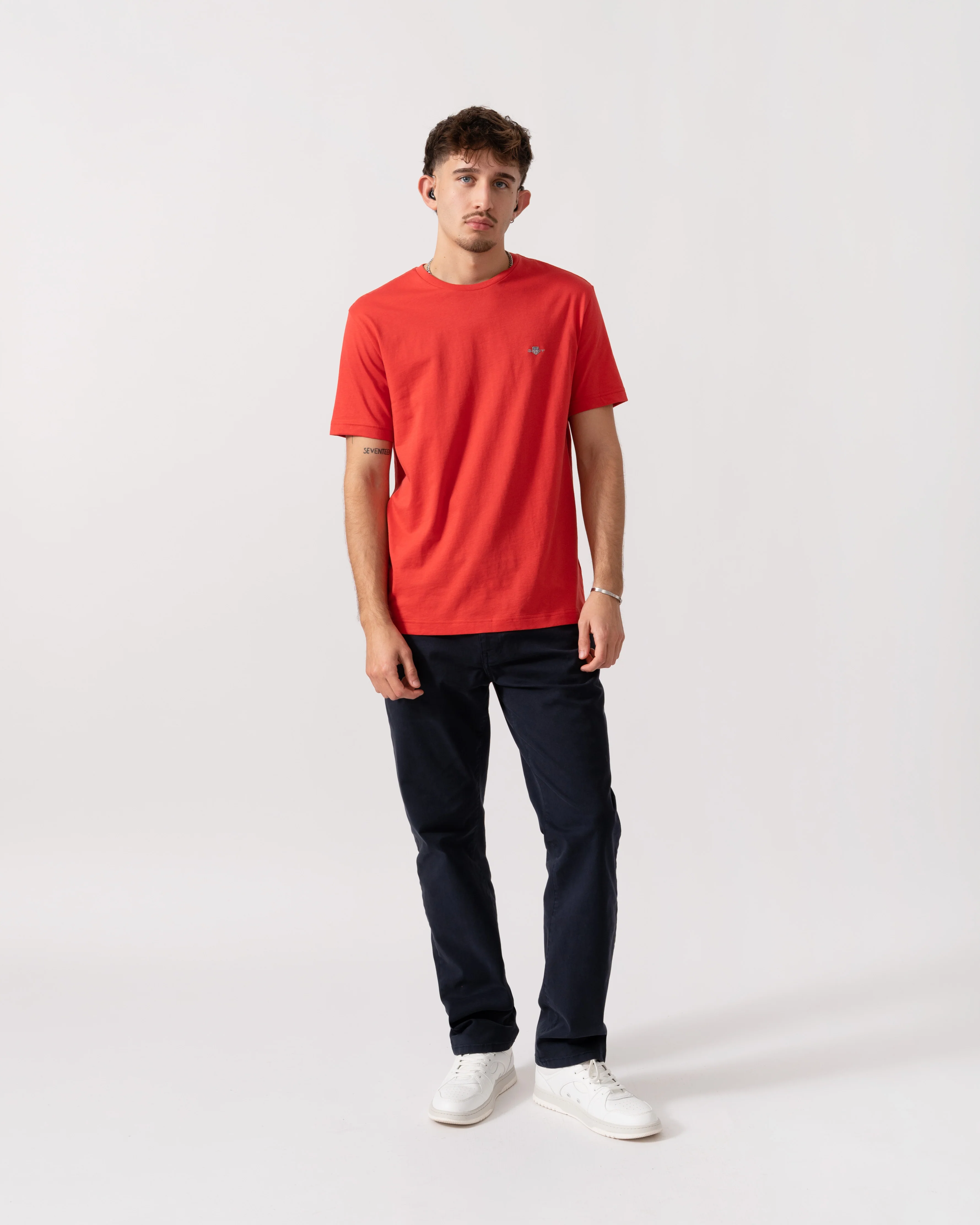 GANT Mens Regular Fit Short Sleeve Shield Logo T-Shirt - 641 Rose Red - Image 2